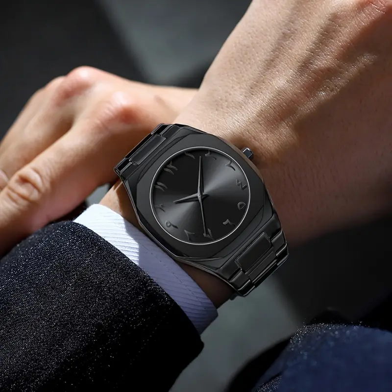 Black Arabic numerals quartz watch
