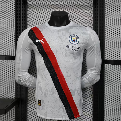 2025/2026 Long Sleeve Player Version Manchester City Away Football Shirt