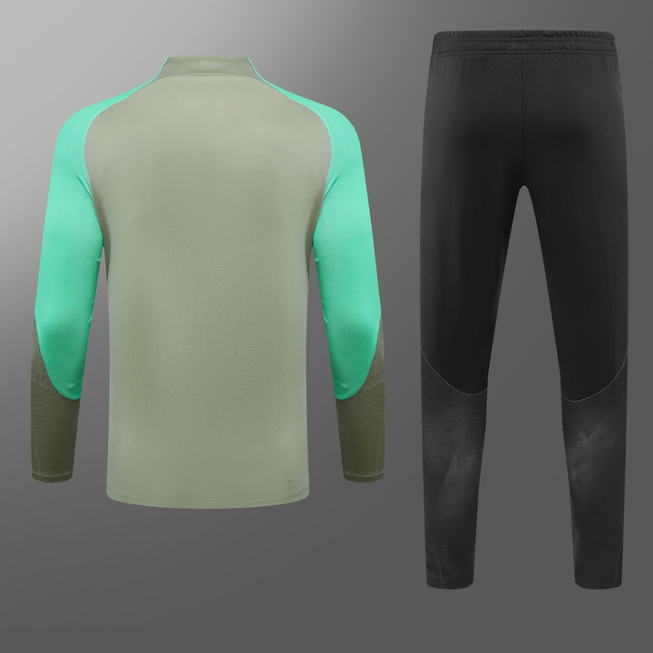 2023/2024 Atletico Madrid Half-Pull Training Suit Green Football Shirt Set