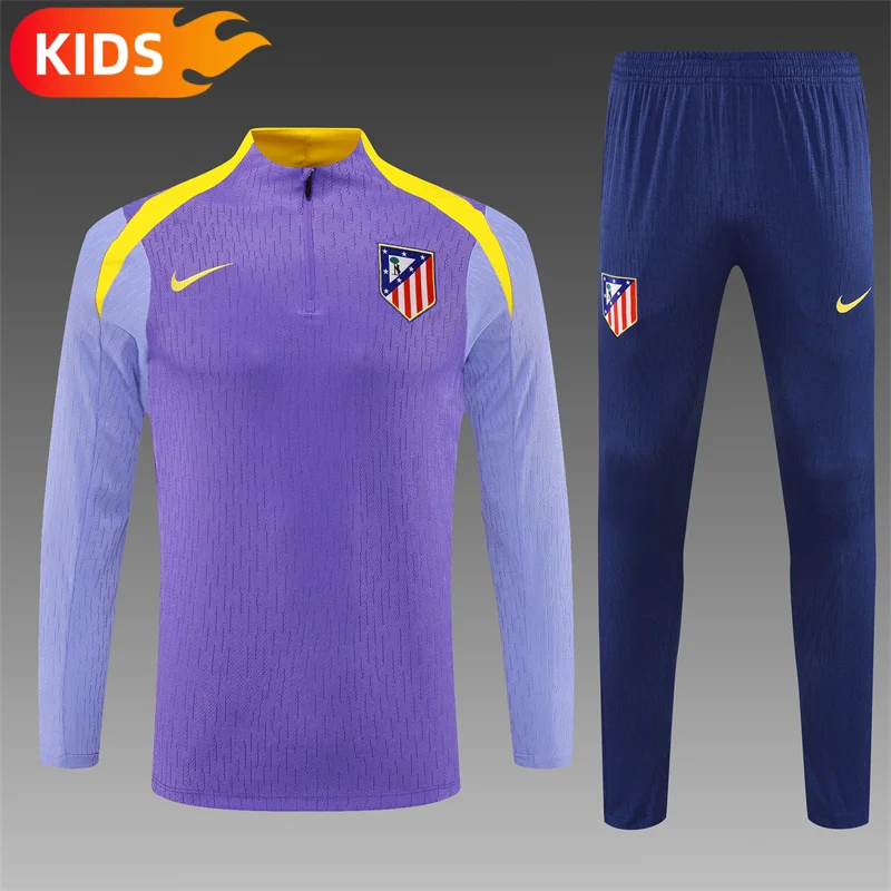 2025/2026 Atletico Madrid Half-PullTraining Wear Football Shirt Kids Size