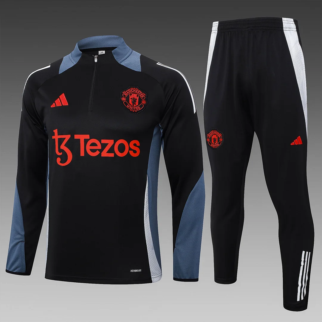 2024/2025 Manchester United Half-Pull Training Wear Black Football Shirt