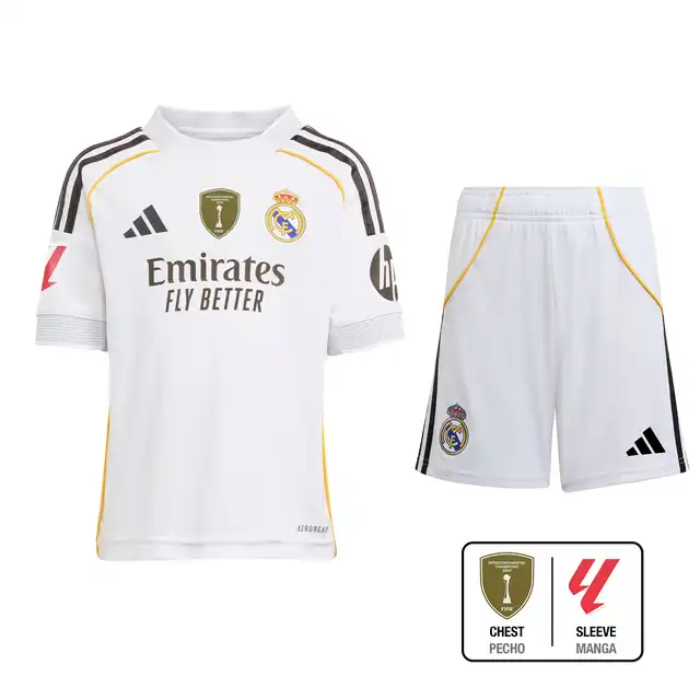 (La Liga + Intercontinental)2025/2026 Real Madrid Home Football Shirt Kids Size 1:1 Thai Quality