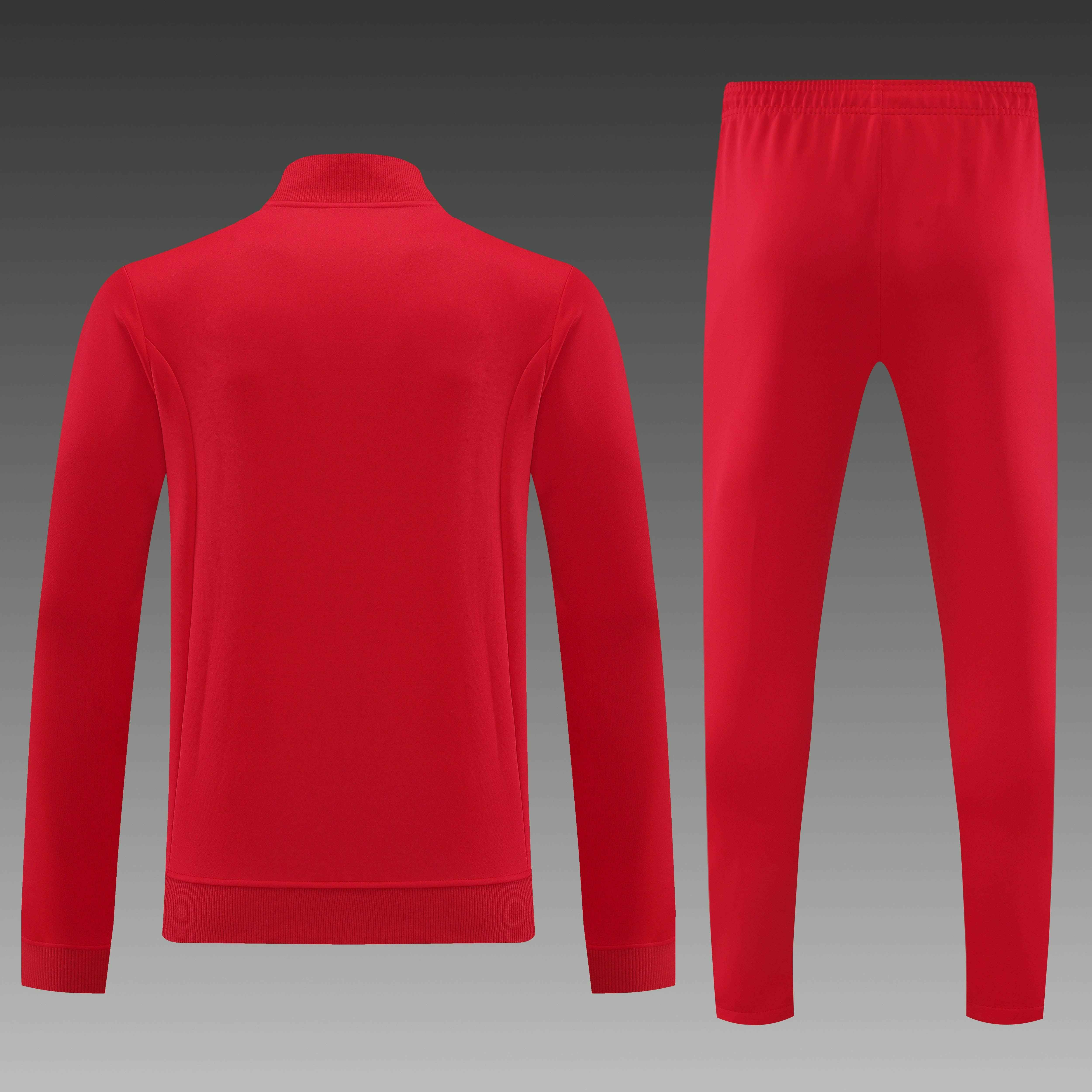 2024/2025 Bayern Munchen Long Zipped Jacket Training Suit Red Football Shirt Set