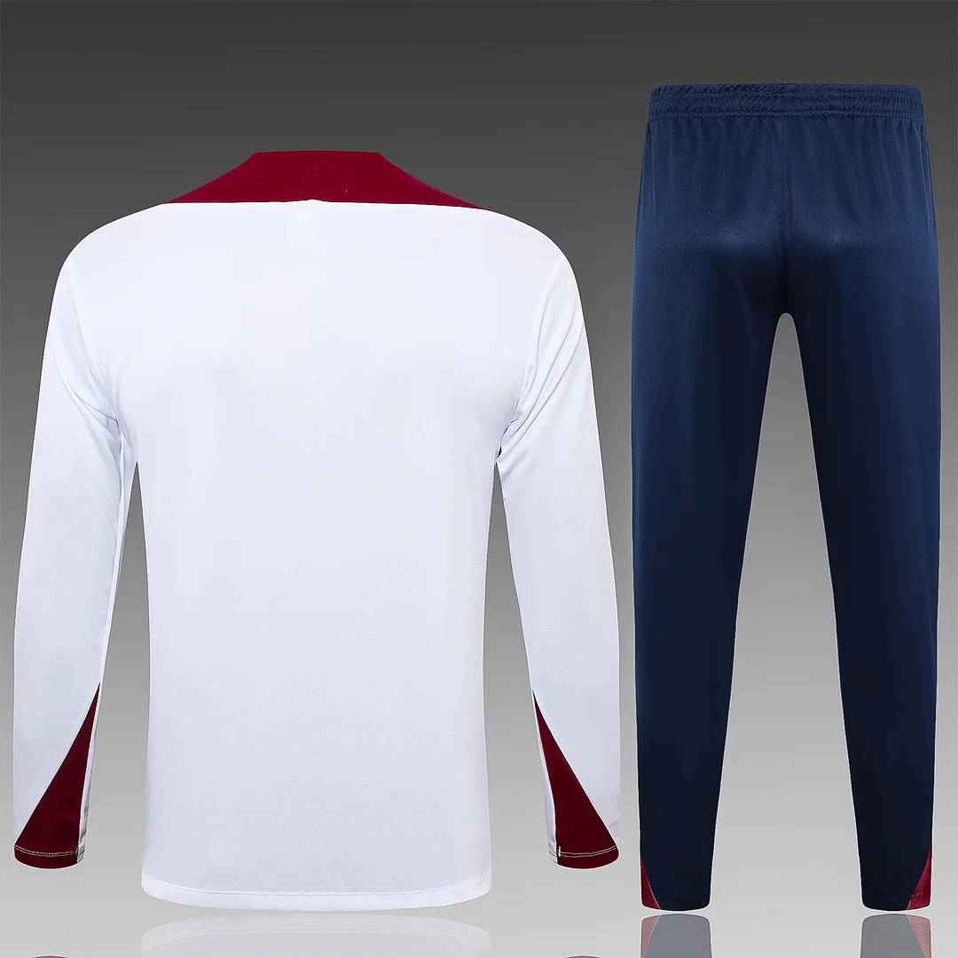 2024/2025 England Half-Pull Training Wear White Football Shirt Kids Size