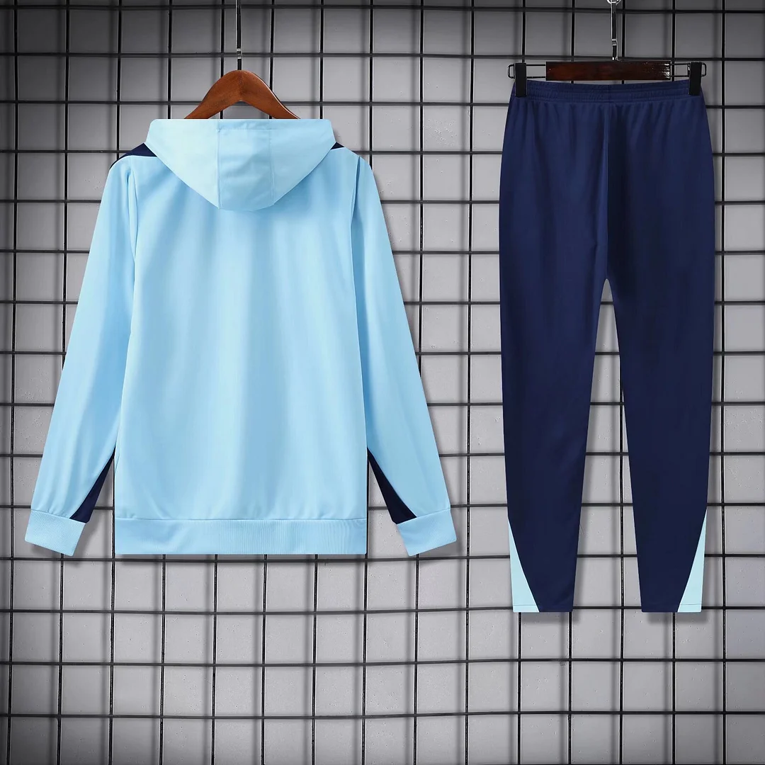 2024/2025 France Hooded Long Sleeves Training Suit Blue Football Shirt