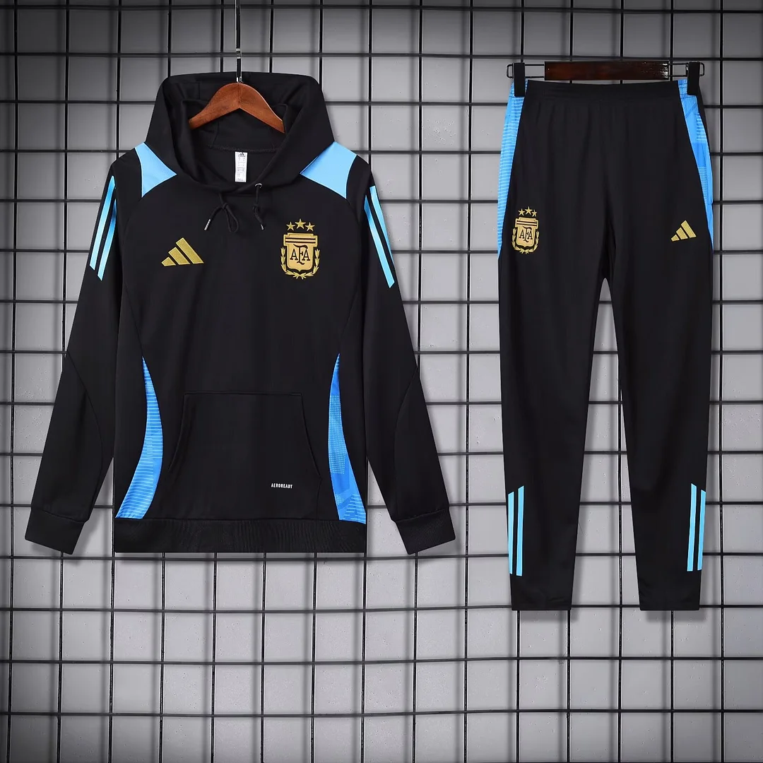 2024/2025 Argentina Hooded Long Sleeves Training Suit Black Football Shirt
