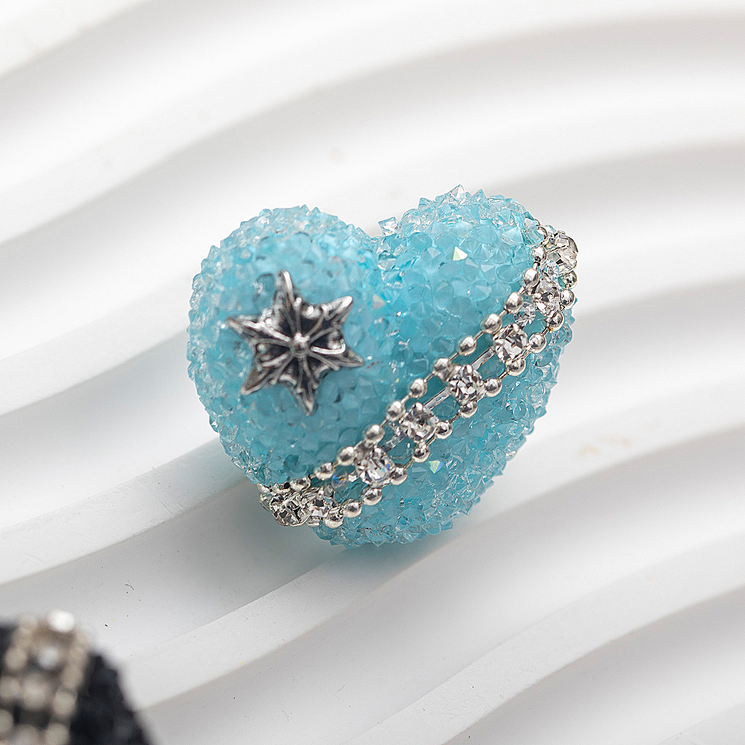 clay heart with rhinestones attached 28MM*24MM