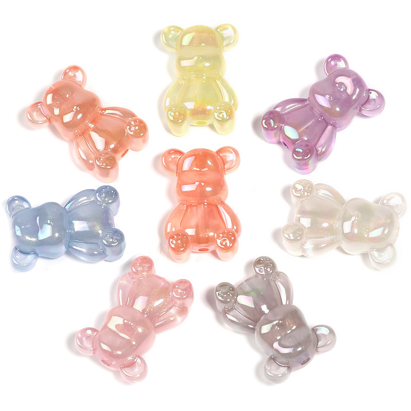 10PCS Random Mix Acrylic Glow-in-the-Dark Cute Bear 33MM*23MM