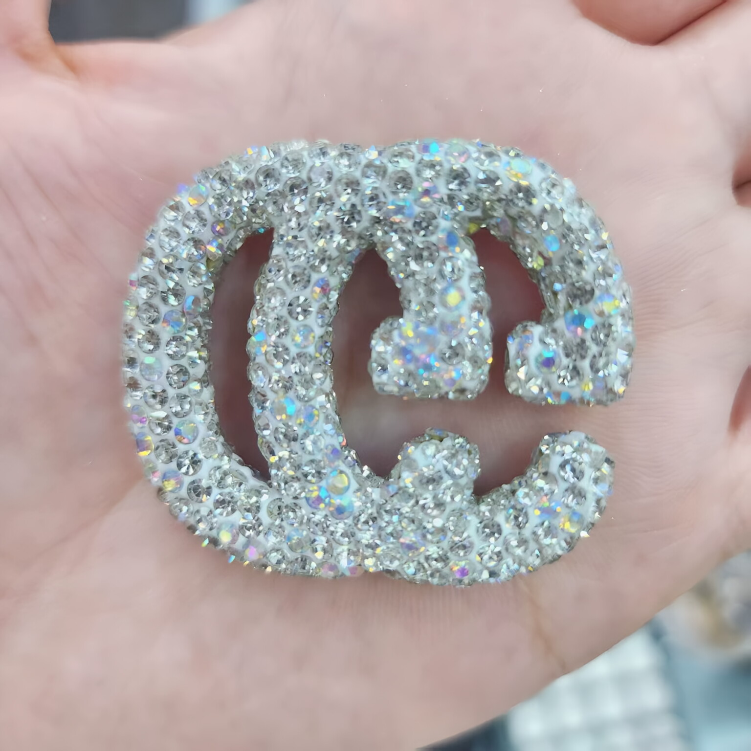 Large GG Ceramic Rhinestones charms 48MM*40MM