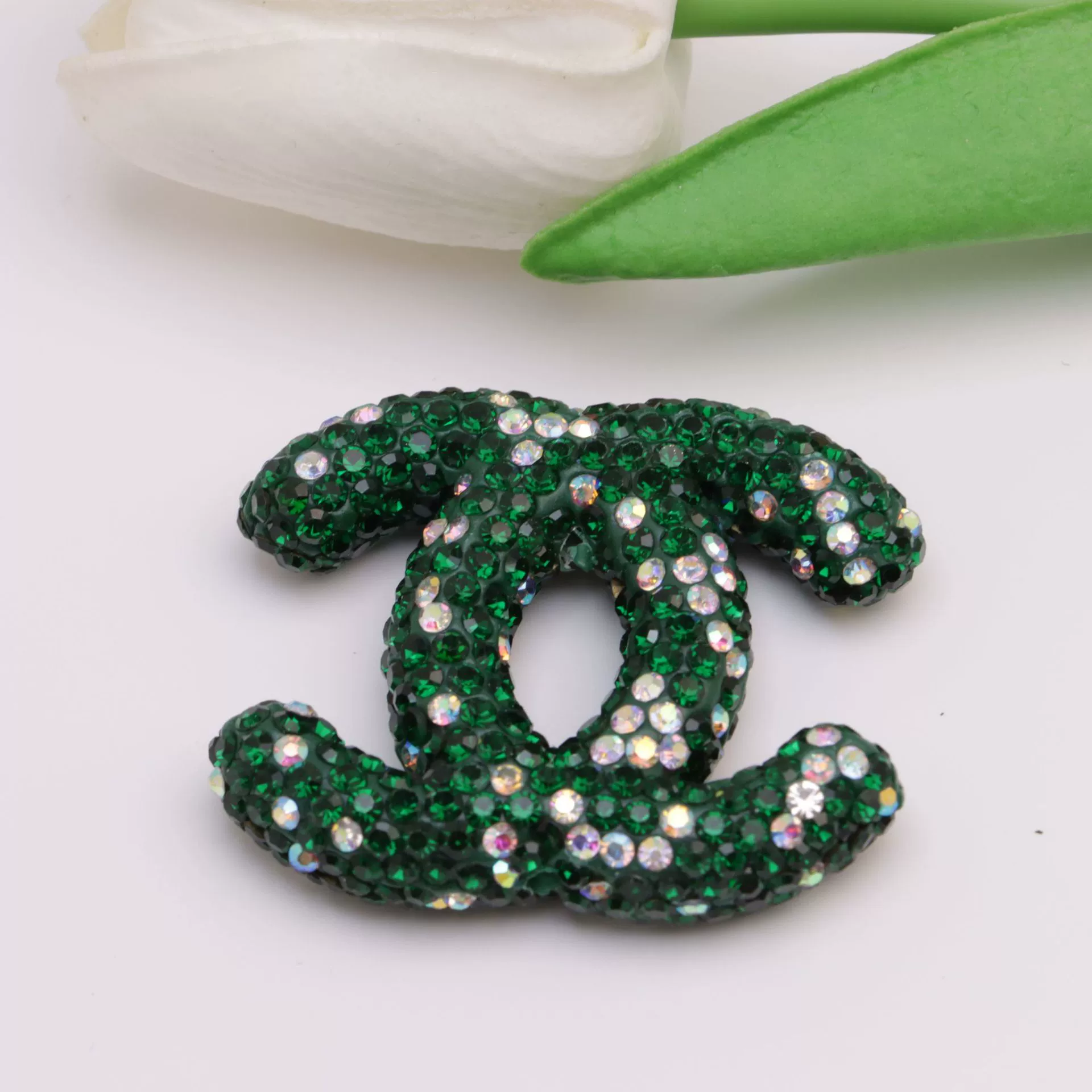 Large CC Ceramic Rhinestones charms with little box 48MM*40MM