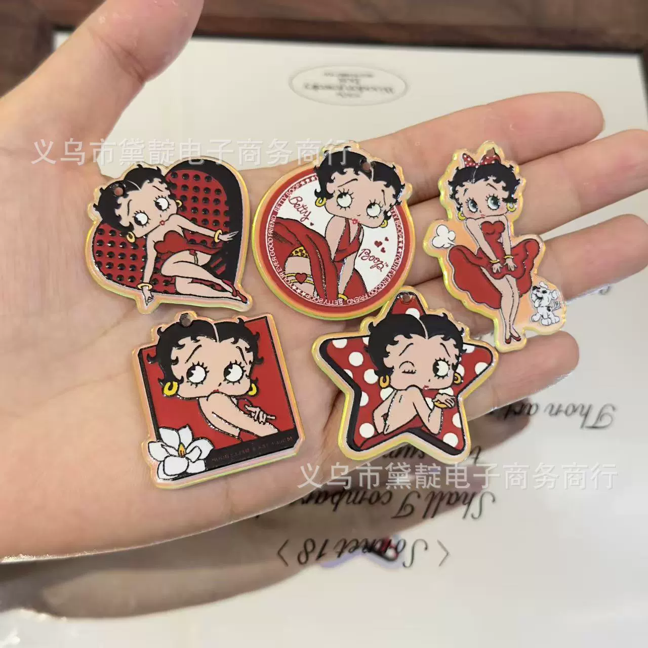 A set of 5-piece BETTY acrylic signs 35MM*35MM