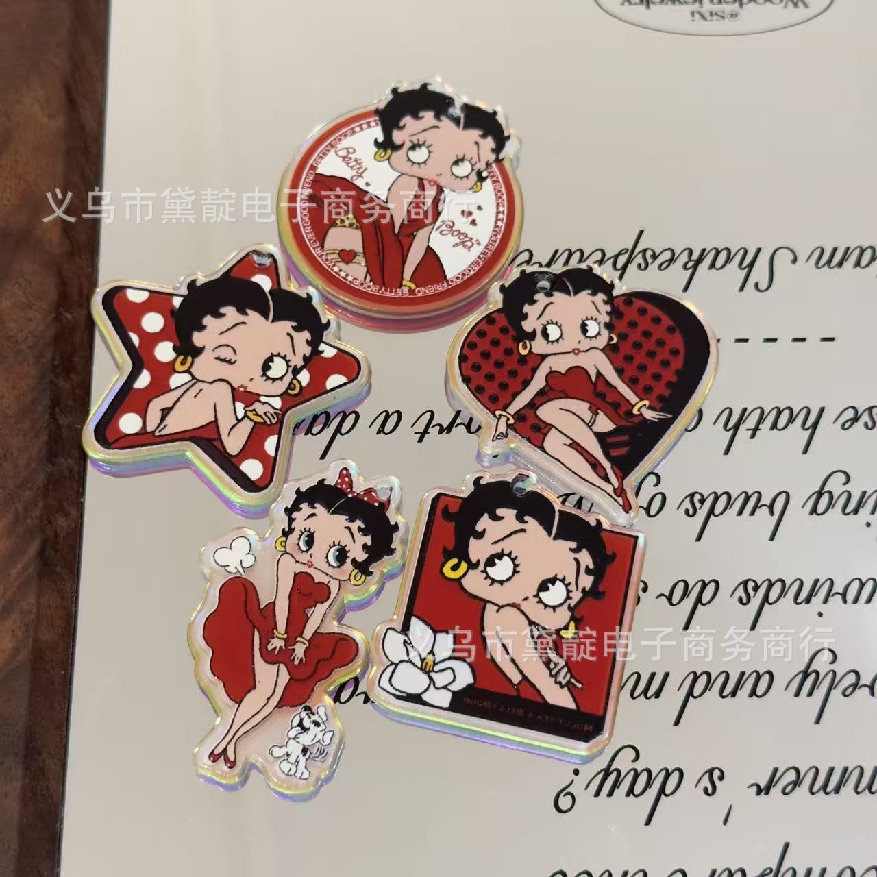 A set of 5-piece BETTY acrylic signs 35MM*35MM