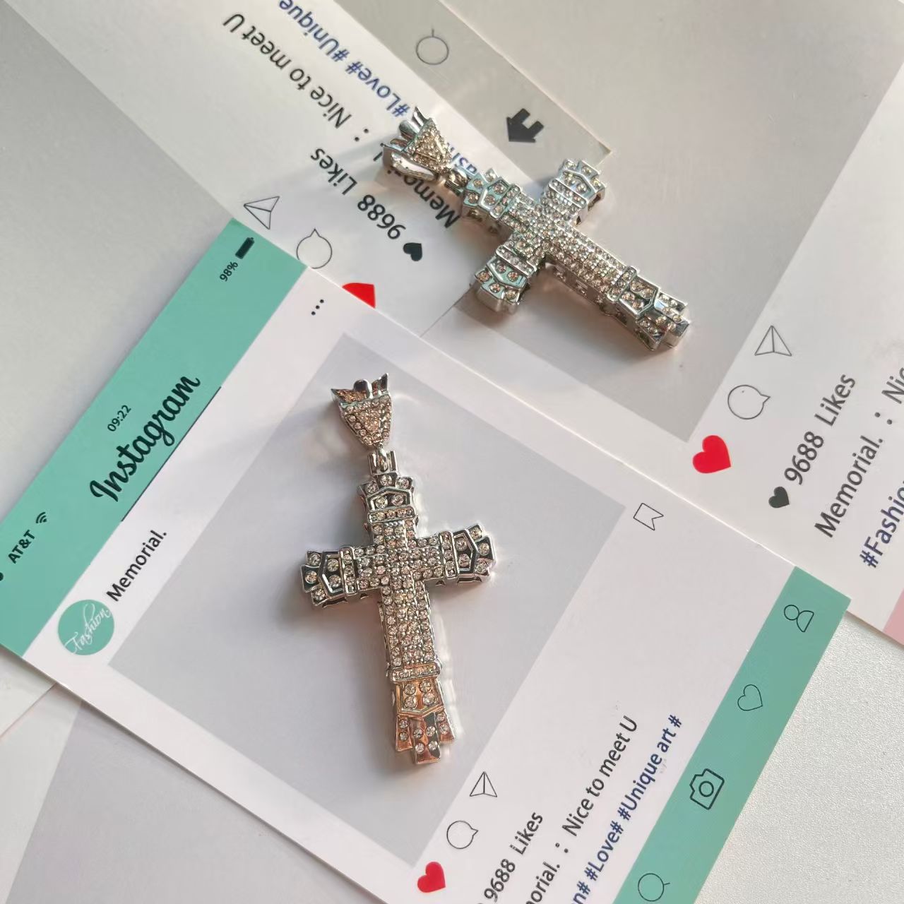 Metal cross with a ring at the top 70MM*38MM