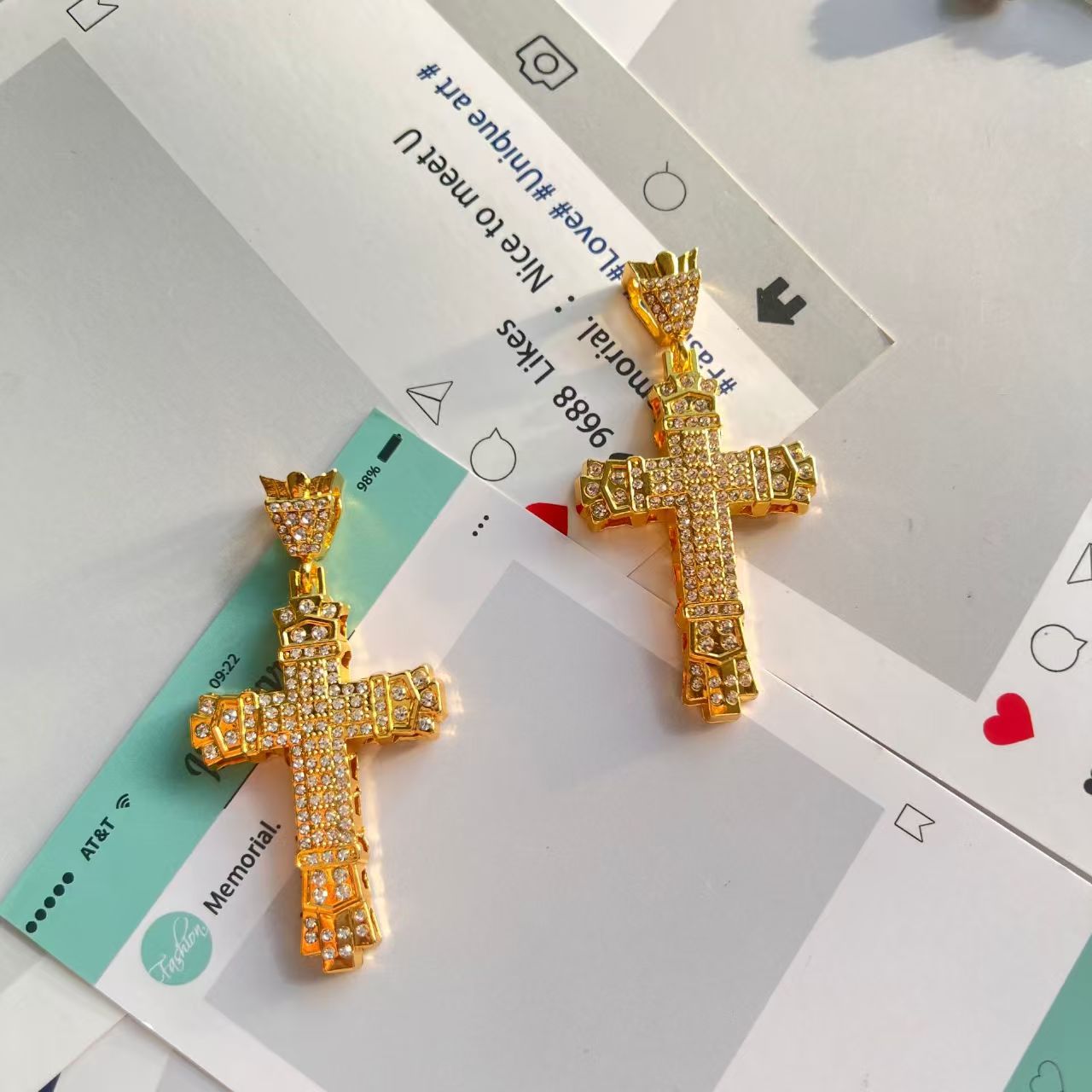 Metal cross with a ring at the top 70MM*38MM