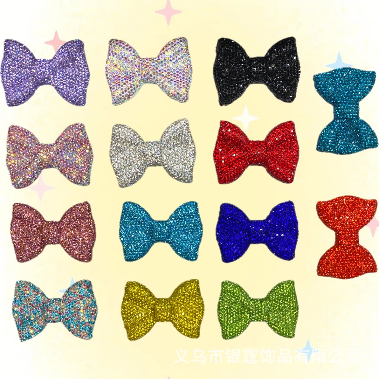 Large Color Diamond Bow Flat Back Style 74MM*54MM