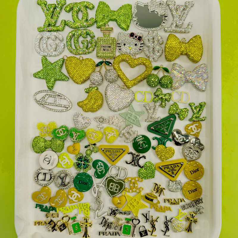 50-100PCS MIX Silver-Green-Yellow LUX CHARMS