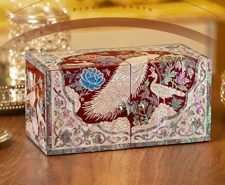 Blossoming Flowers for Prosperity - Double-door Cabinet with Four Drawers