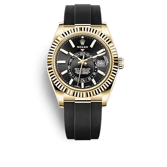 ROLEX Sky-Dweller 42 Black Dial 18K Yellow Gold Men's Watch 326238