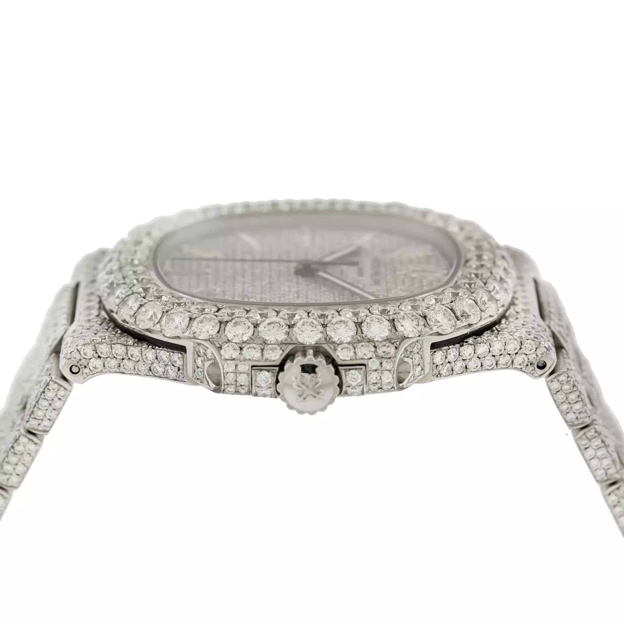 Fully Iced Out Patek Philippe Nautilus Real Diamond Watch For Men 40mm 31.5ct