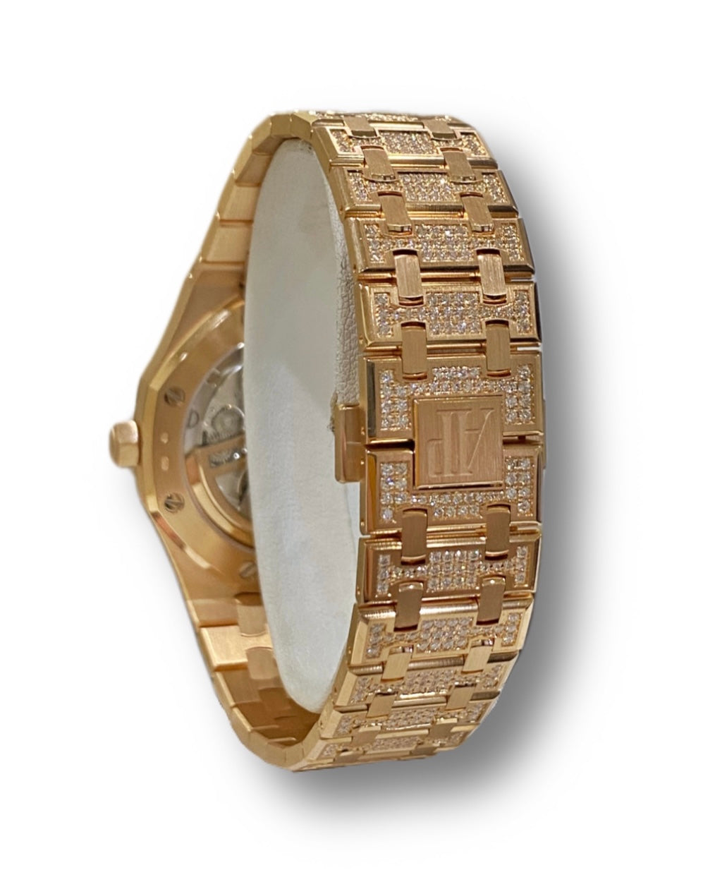 Audemars Piguet Royal Oak Selfwinding Iced Out 18k Rose Gold Custom Diamond Watch