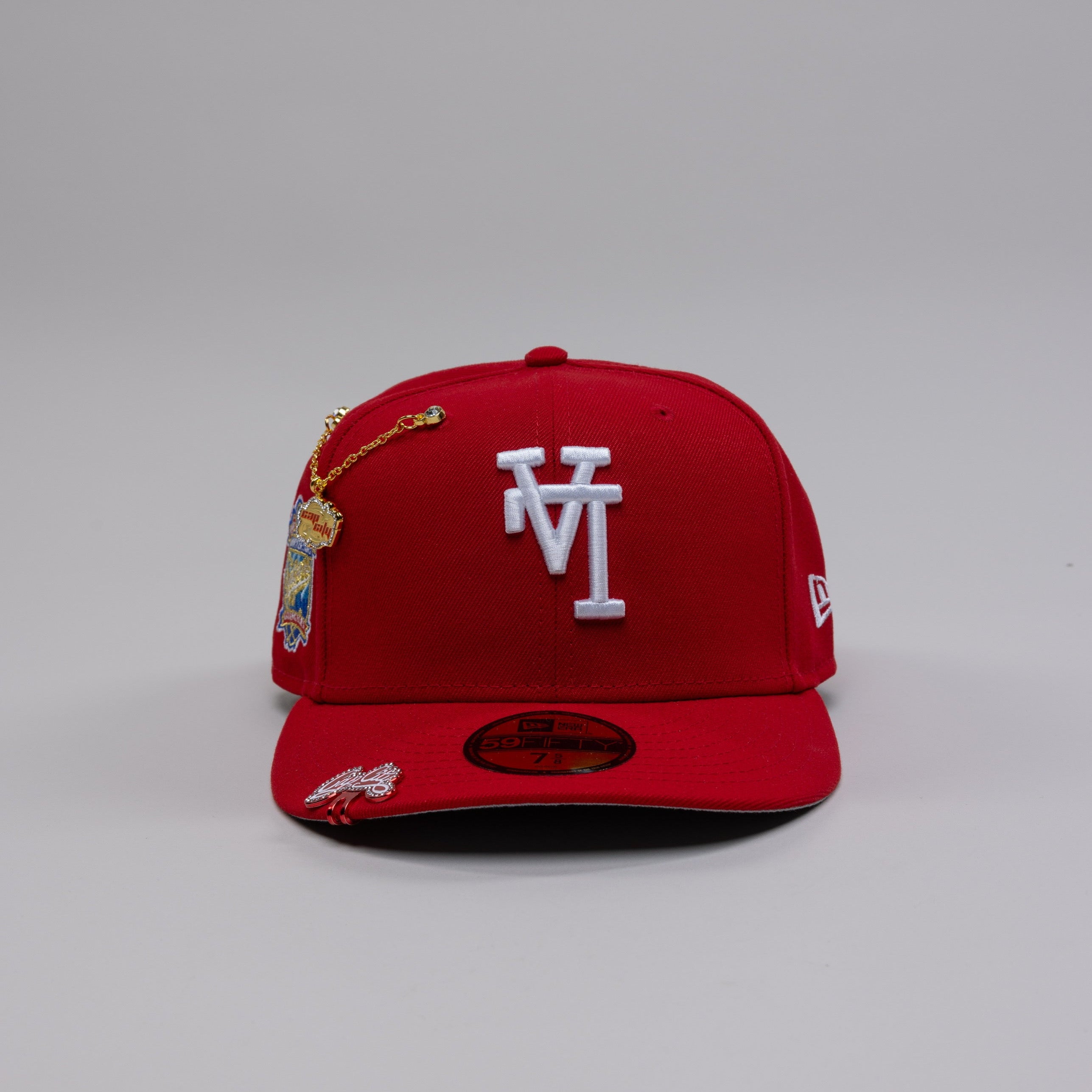 NEW ERA EXCLUSIVE 59FIFTY RED UPSIDE DOWN LOS ANGELES DODGERS W/ 40TH ANNIVERSARY SIDE PATCH - Thesouthcap