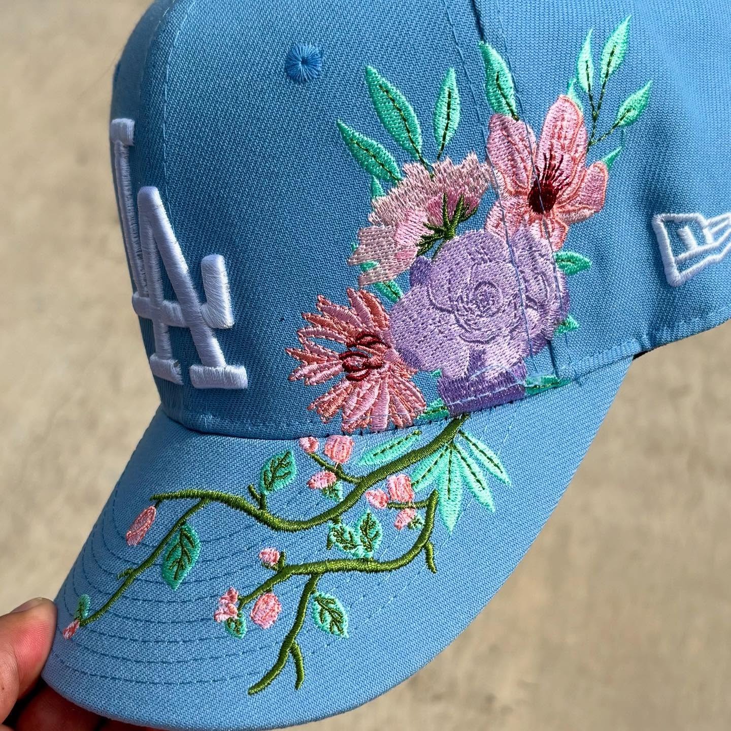 NEW ERA LOS ANGELES DODGERS FLORAL EMBROIDERED CASUAL BASEBALL CAP - Thesouthcap