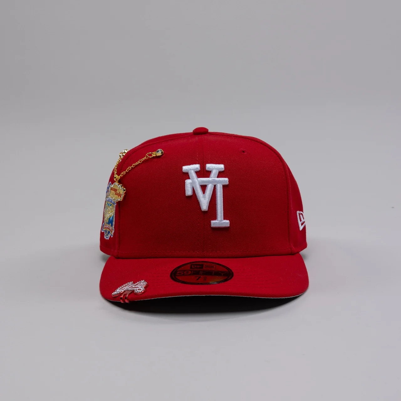 NEW ERA EXCLUSIVE 59FIFTY RED UPSIDE DOWN LOS ANGELES DODGERS W/ 40TH ANNIVERSARY SIDE PATCH - Thesouthcap