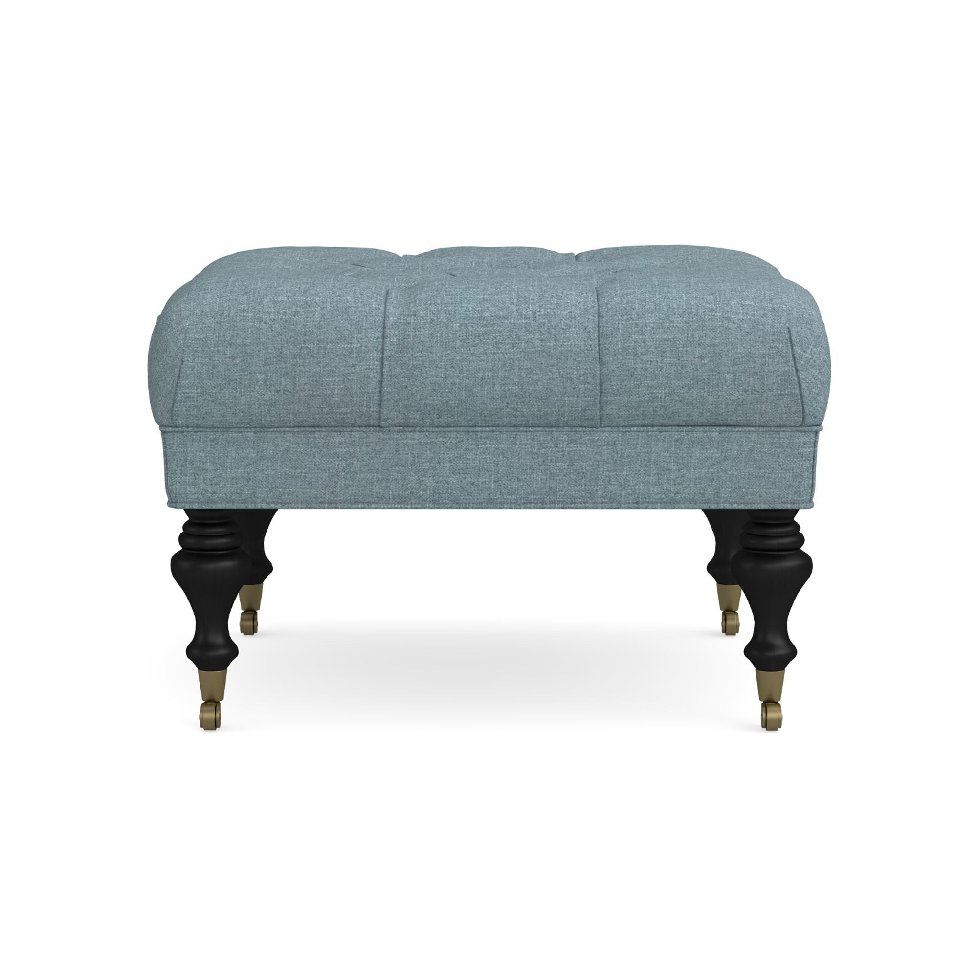Fairfax Square Ottoman, Turned Leg with Tufted Top (26
