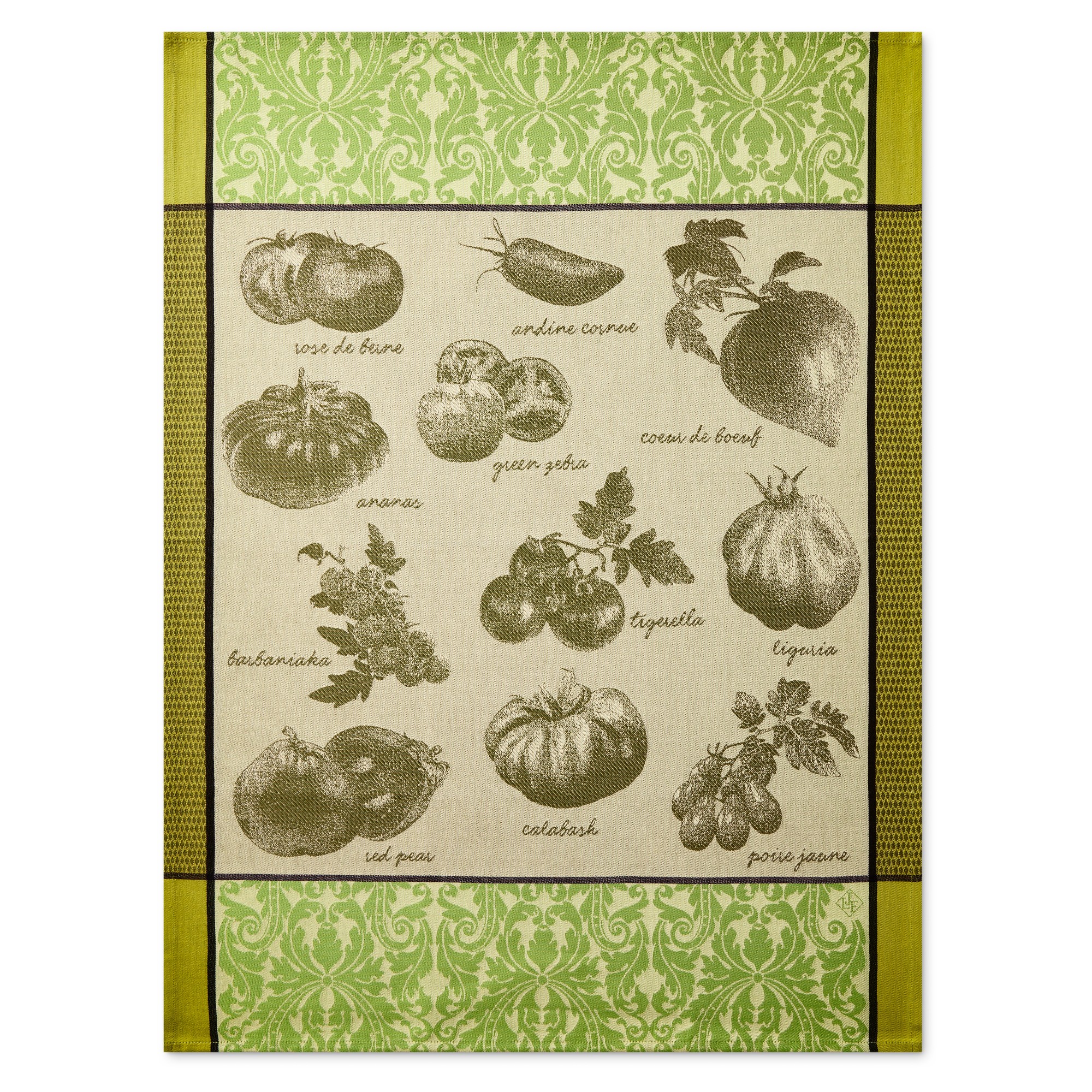 Jacquard Francais Tomato Green Tea Towel