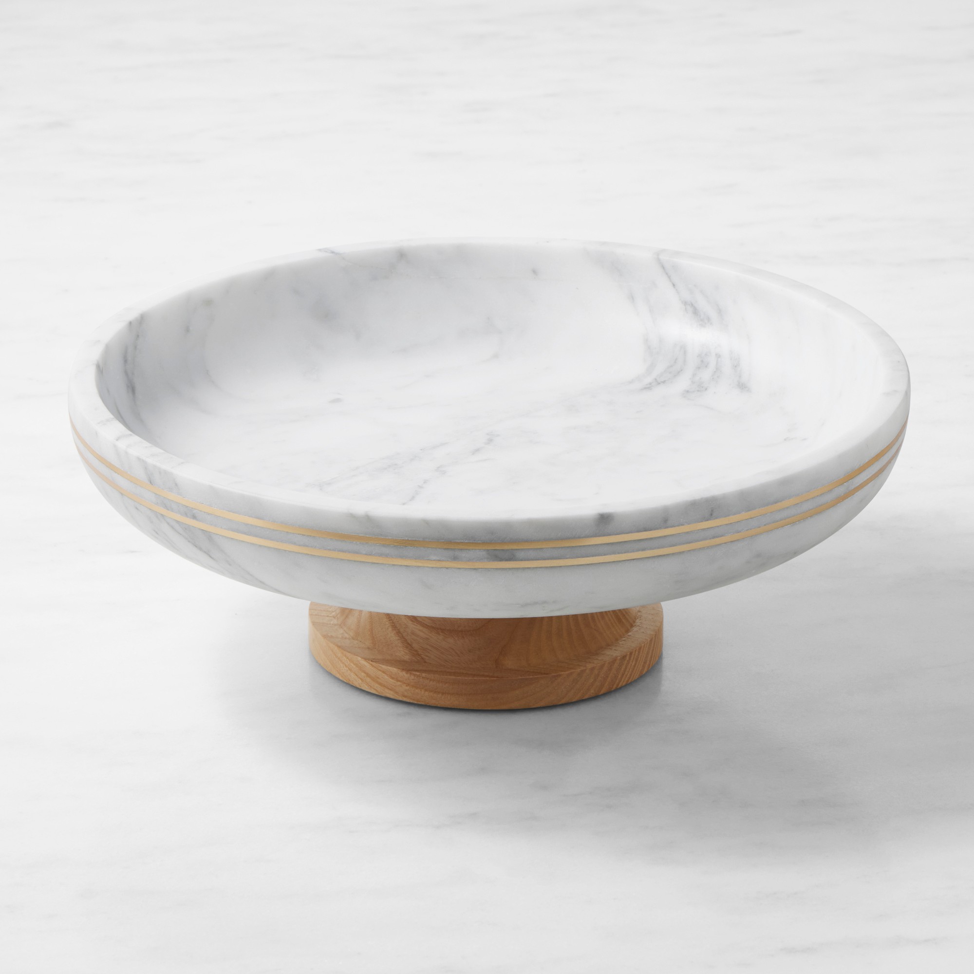 Williams Sonoma Arabescato Marble with Brass Inlay Fruit Bowl
