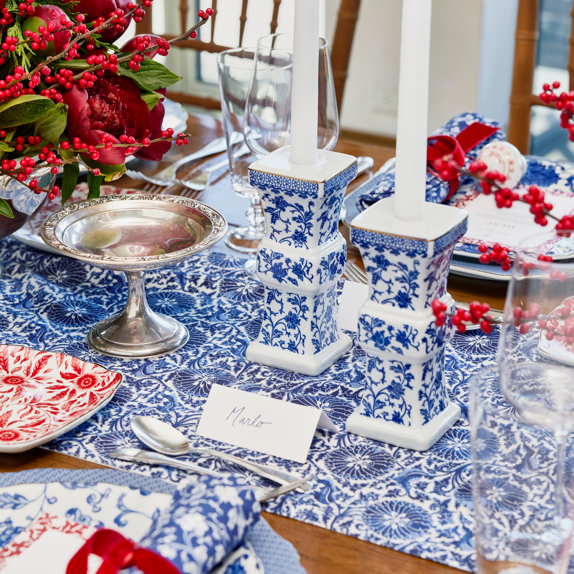 Marlo Thomas x Williams Sonoma Blue Table Runner