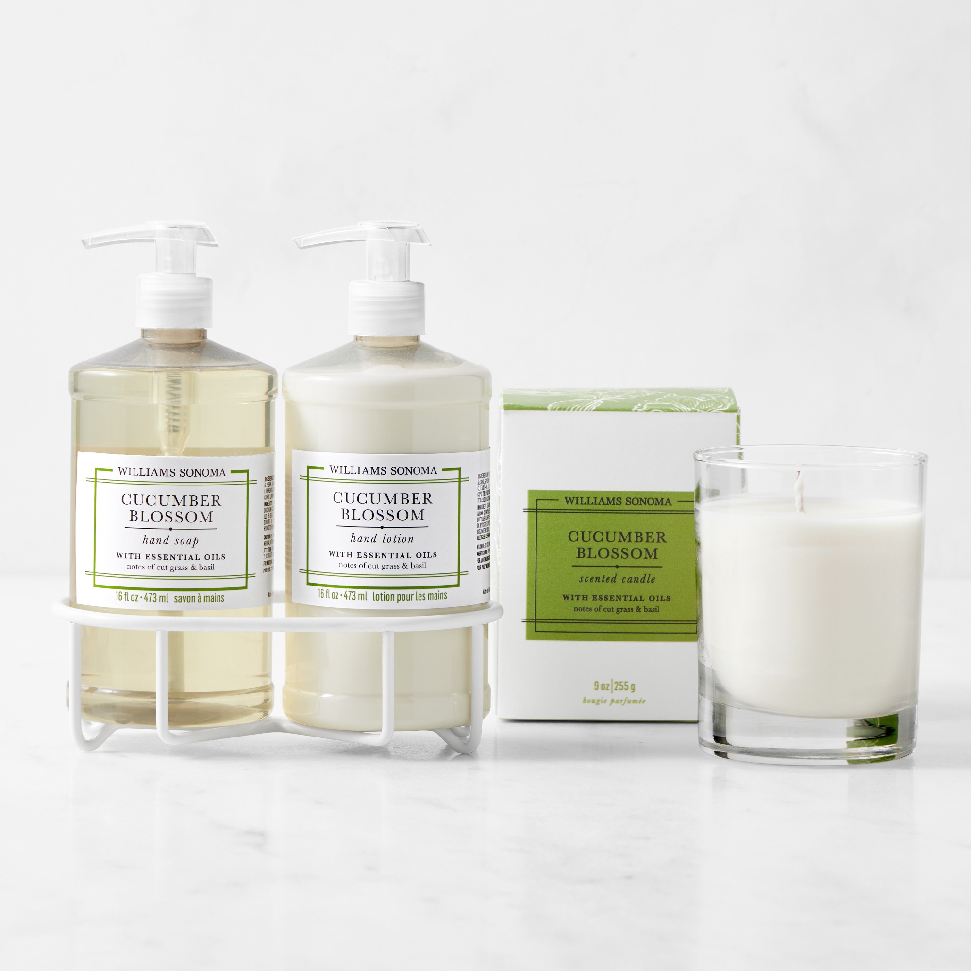 Williams Sonoma Cucumber Blossom Hand Soap, Lotion & Candle 4-Piece Set