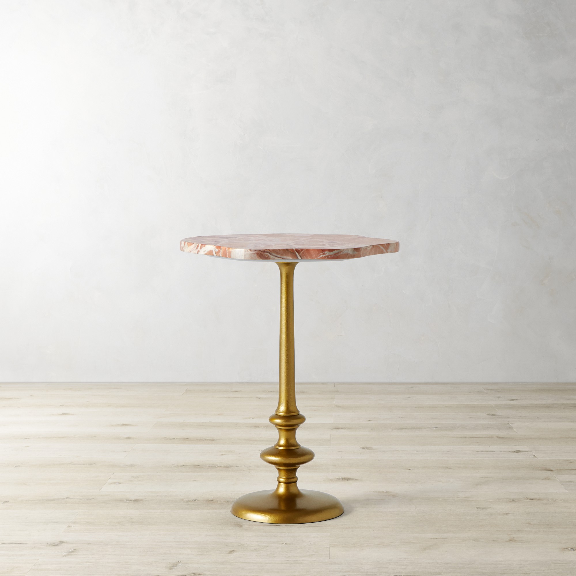 Desert Rose Marble and Brass Side Table (16.5