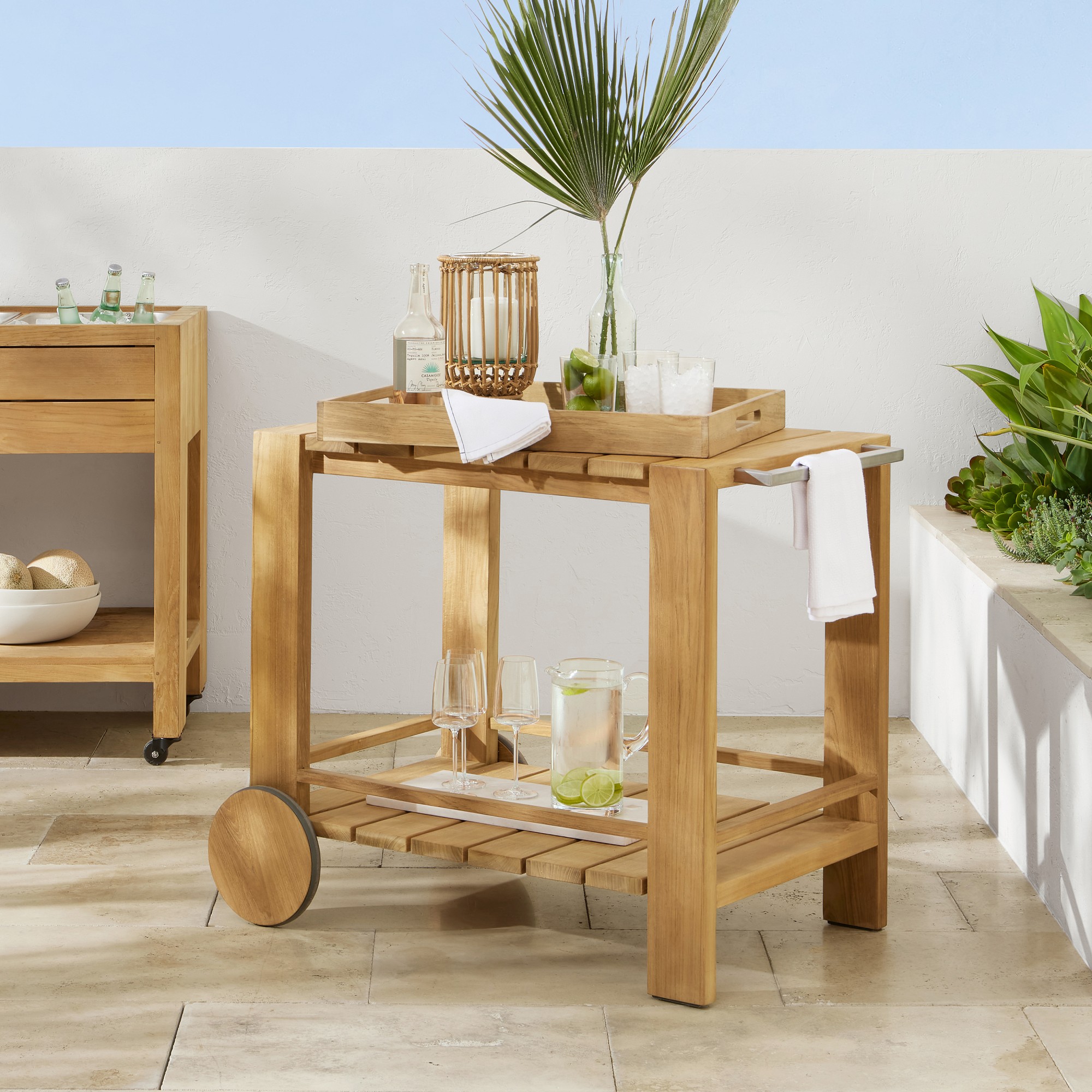 Larnaca Outdoor Teak Bar Cart (39
