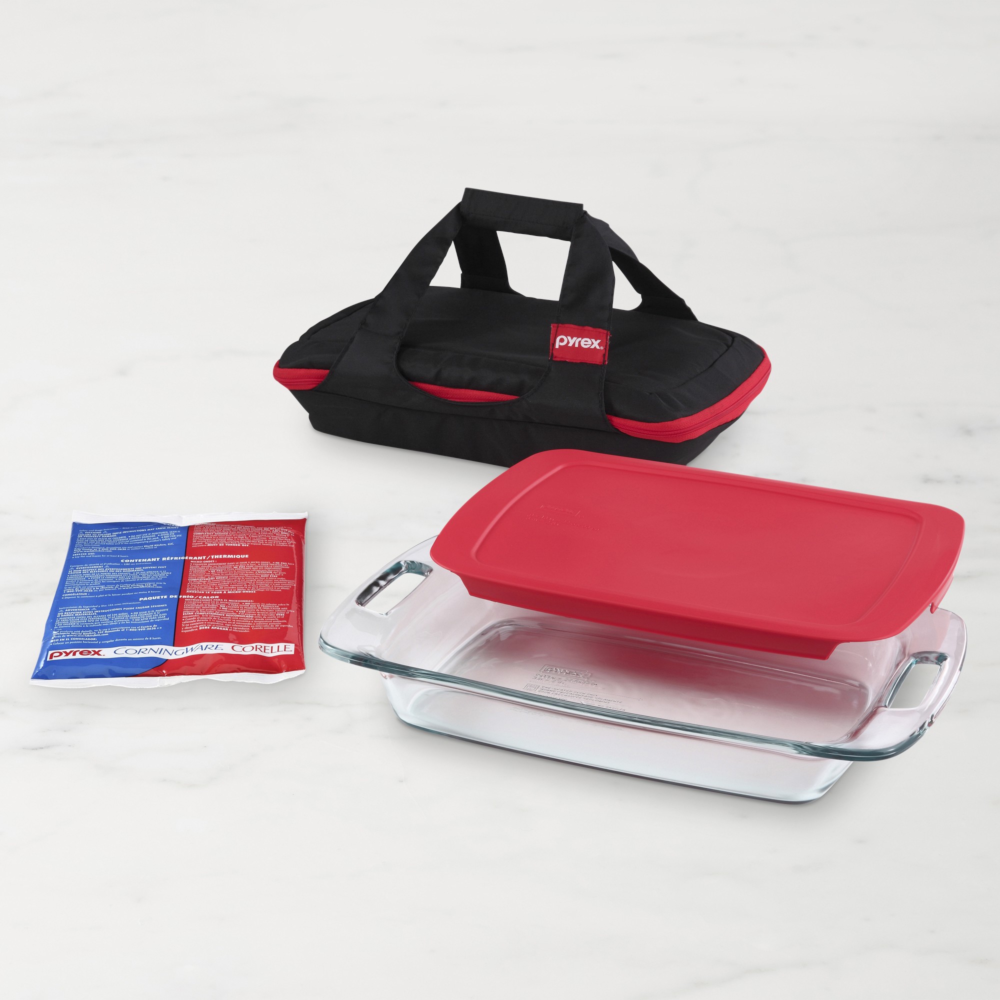 Pyrex 2.85L Easy Grab Oblong Black Portable Sleeve