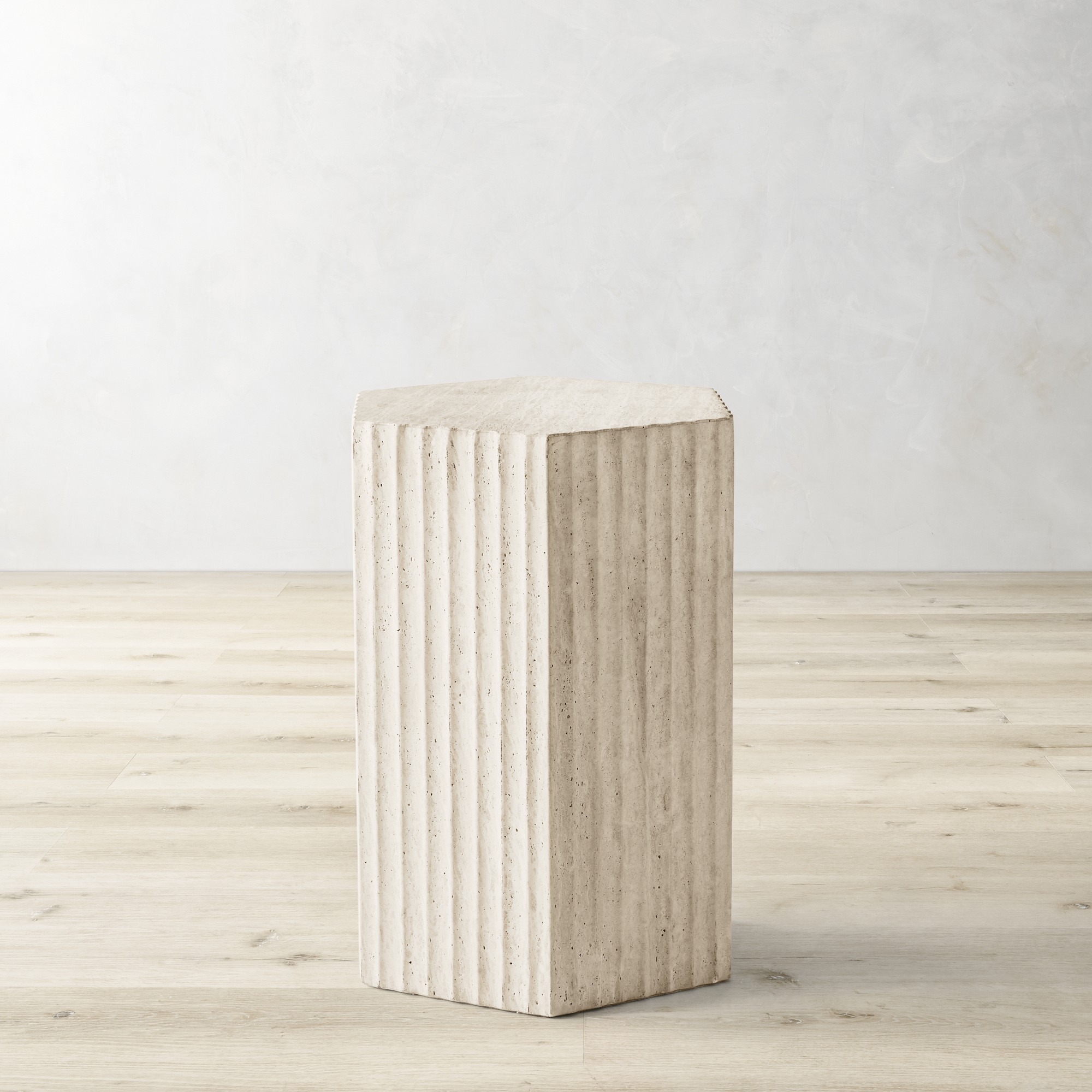 Marina Travertine Fluted Side Table (16