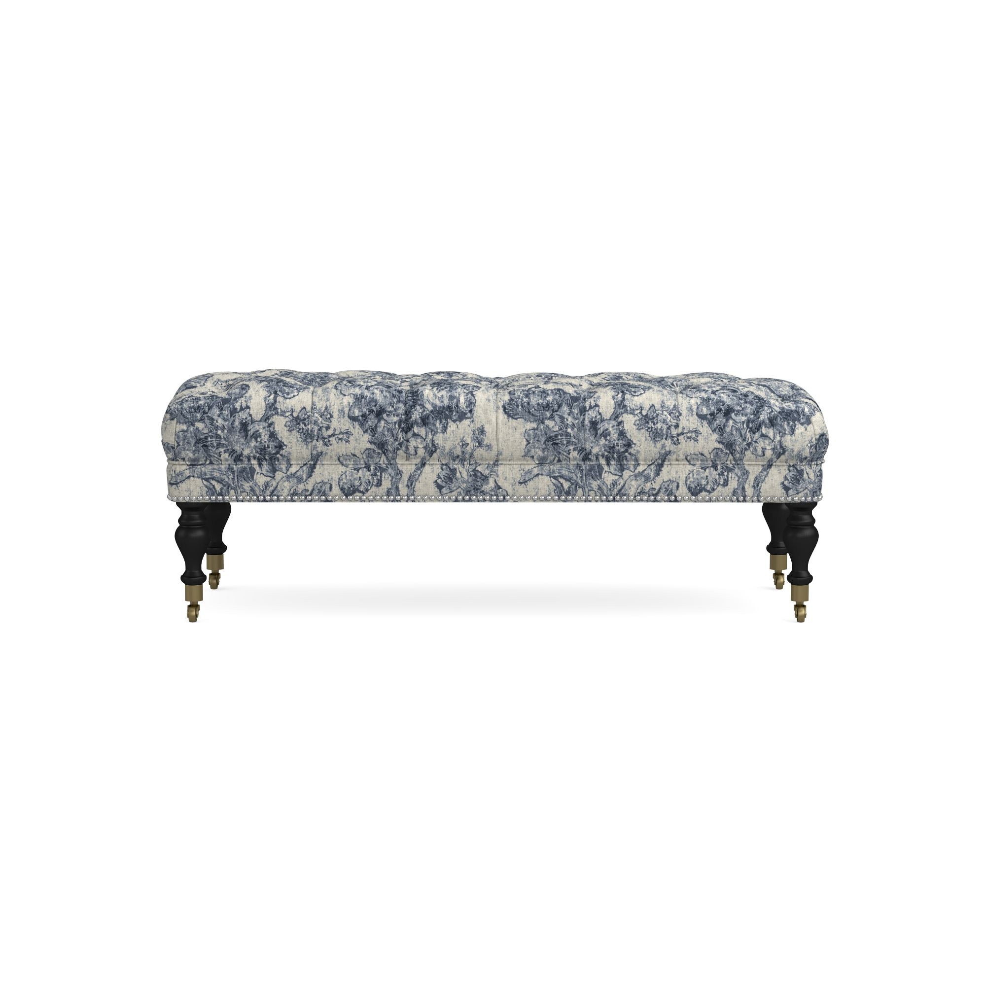 Sanderson x Giles Deacon Fairfax Bench Ottoman, Turned Leg with Tufted Top (26
