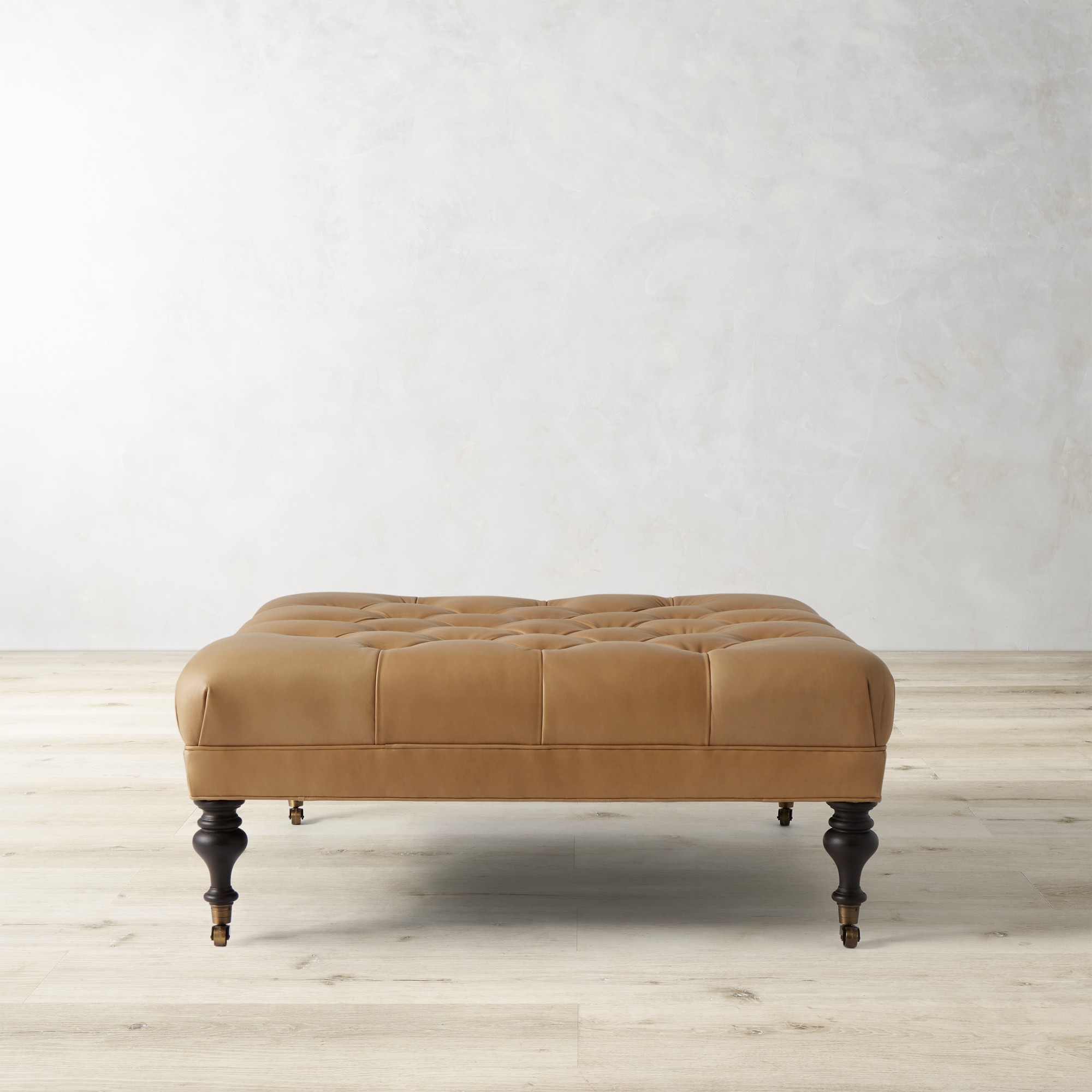 Fairfax Square Ottoman, Turned Leg with Tufted Top (26