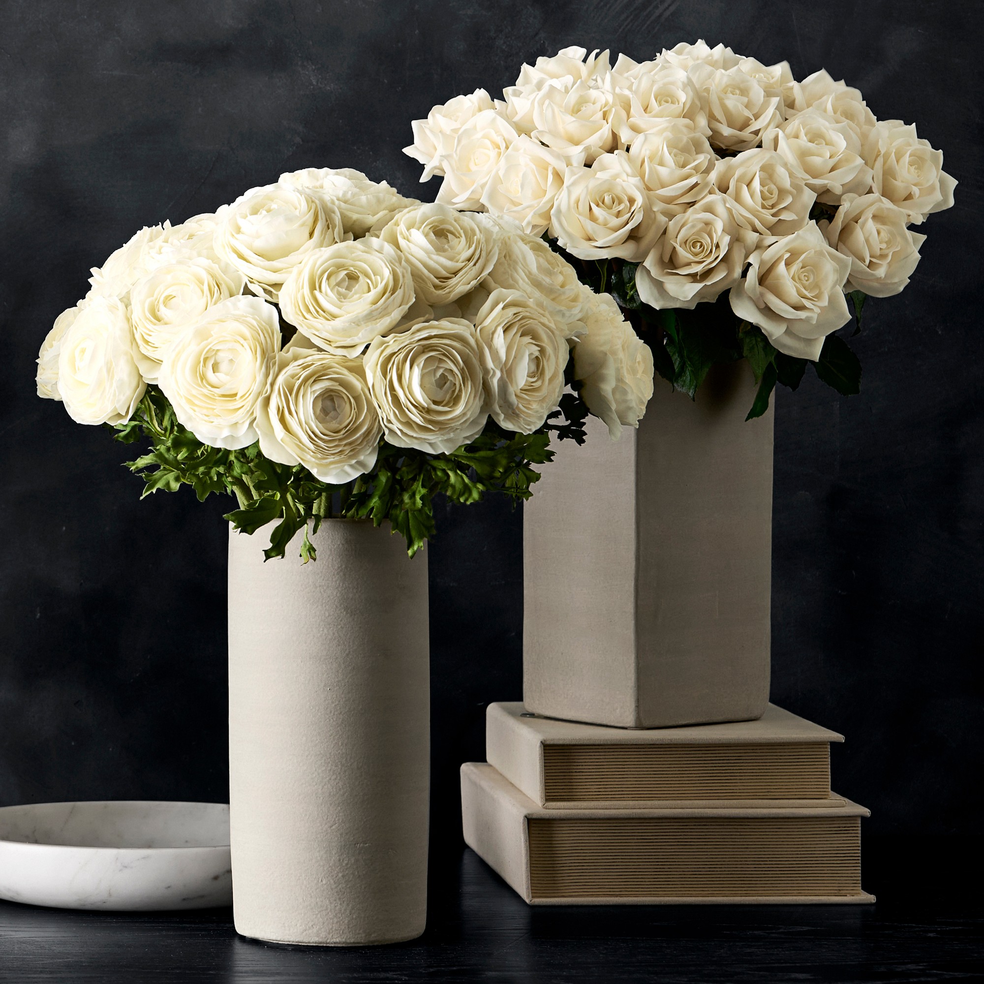 Jeff Leatham x Williams Sonoma Square White Ceramic Vase