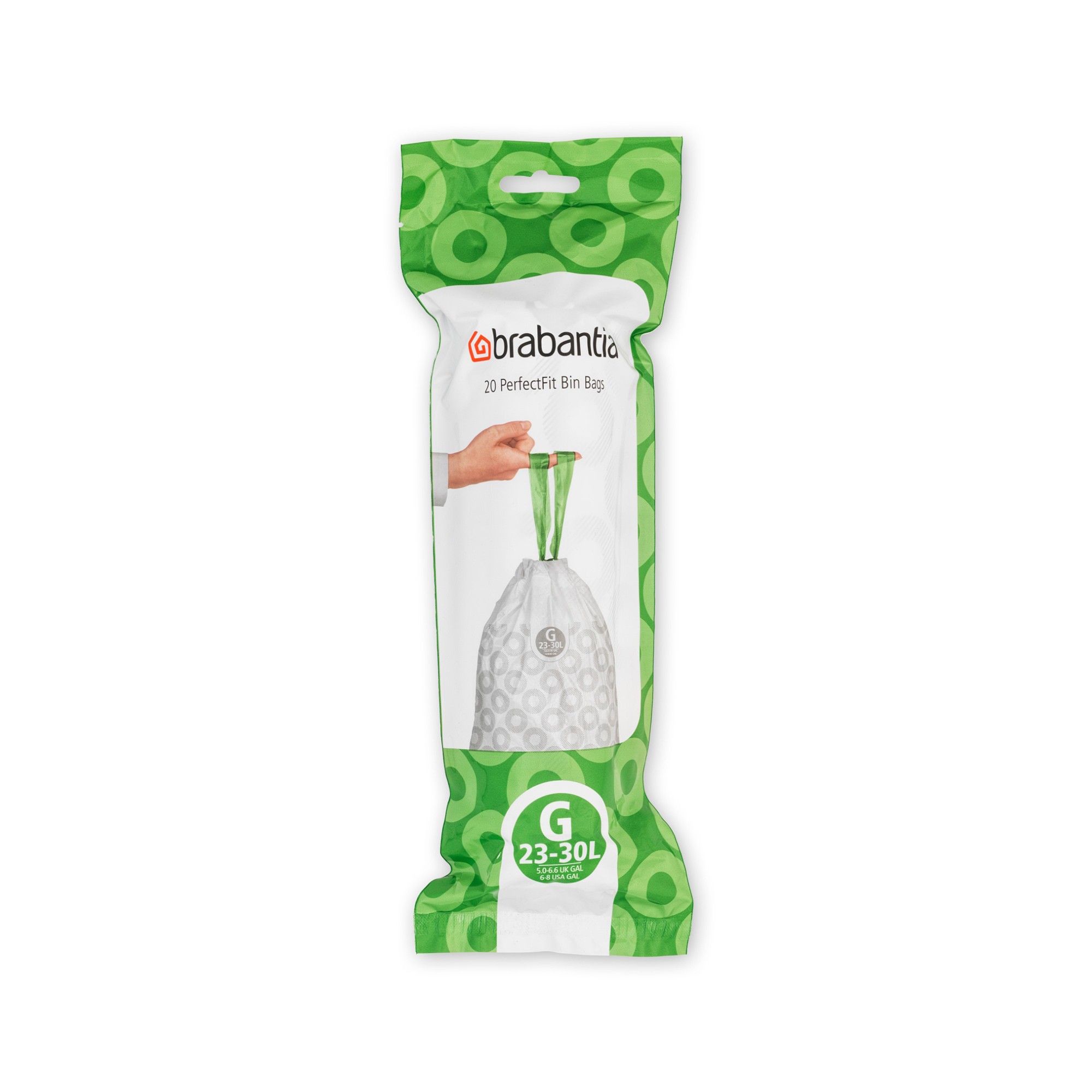 Brabantia PerfectFit Trash Bags, Code G, 6-8 Gallon 23-30L, 120-Count