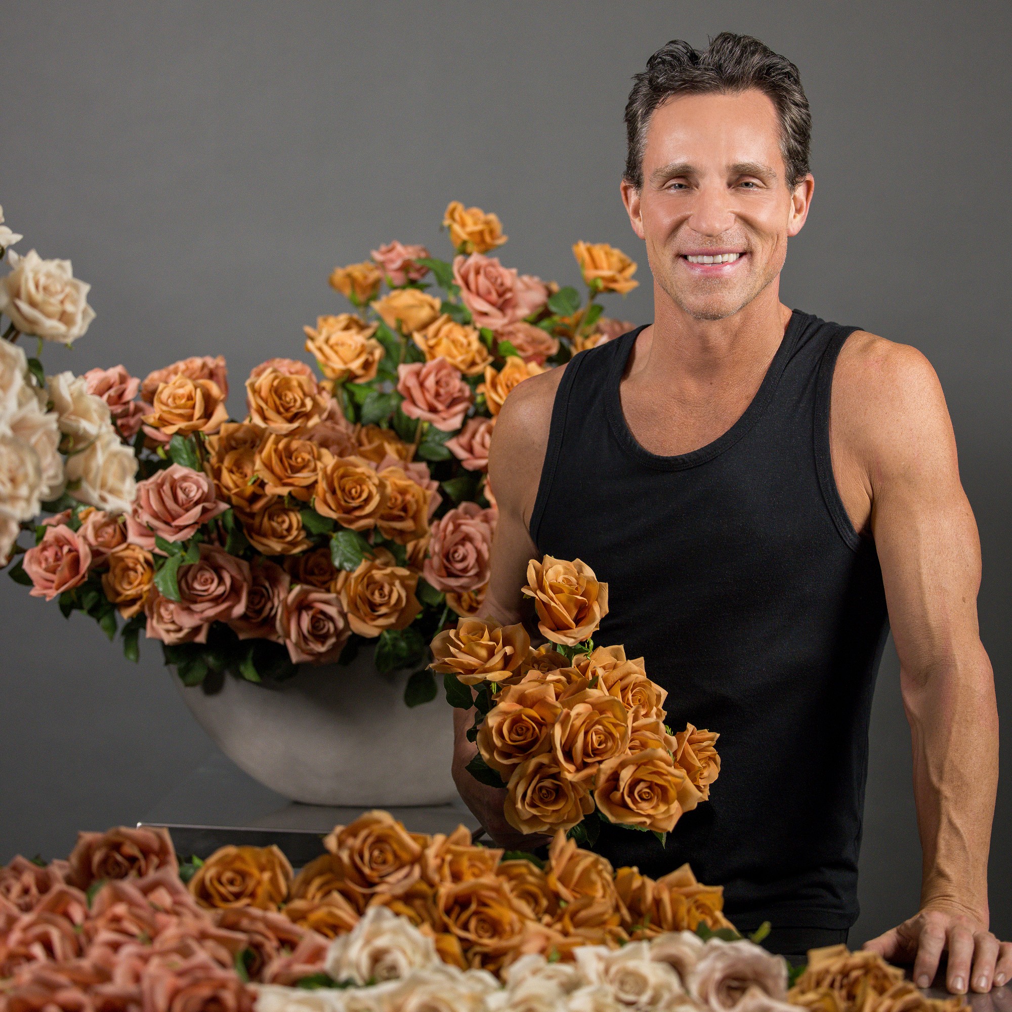 Jeff Leatham x Williams Sonoma Real Touch Faux Toffee Rose Stems, Set of 12