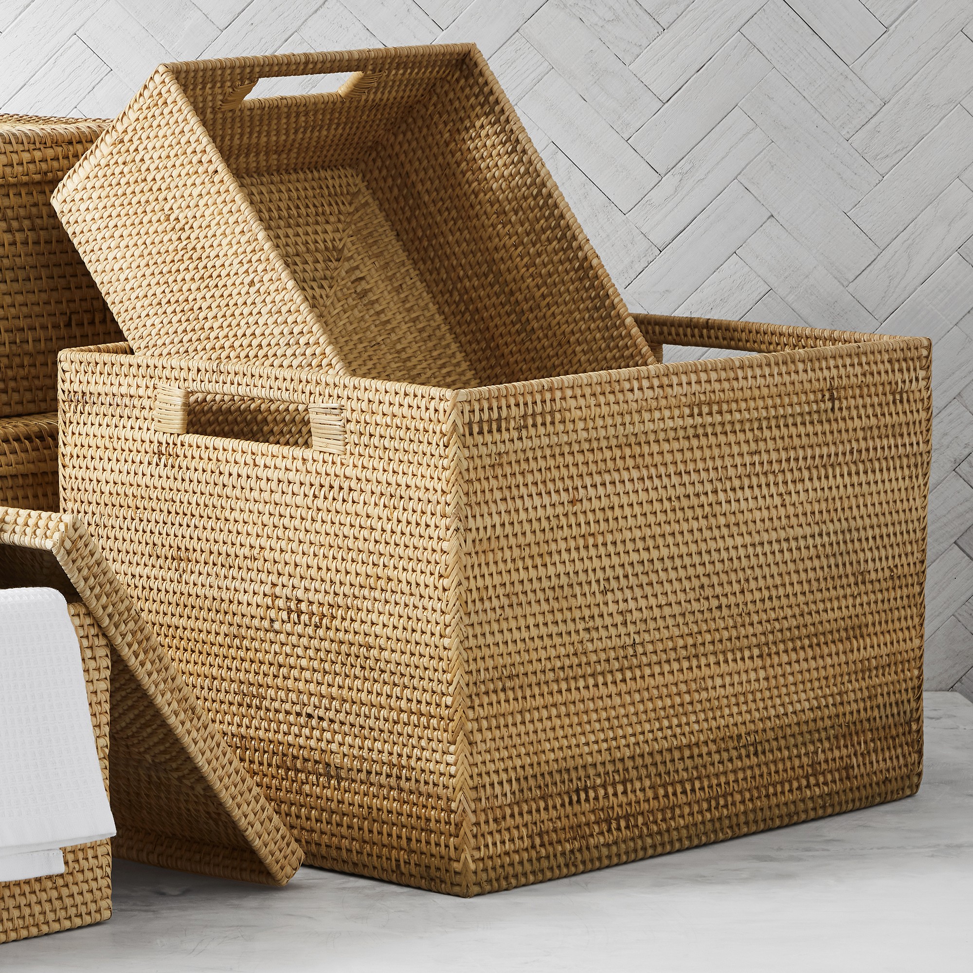Hold Everything Rattan Lidded Baskets