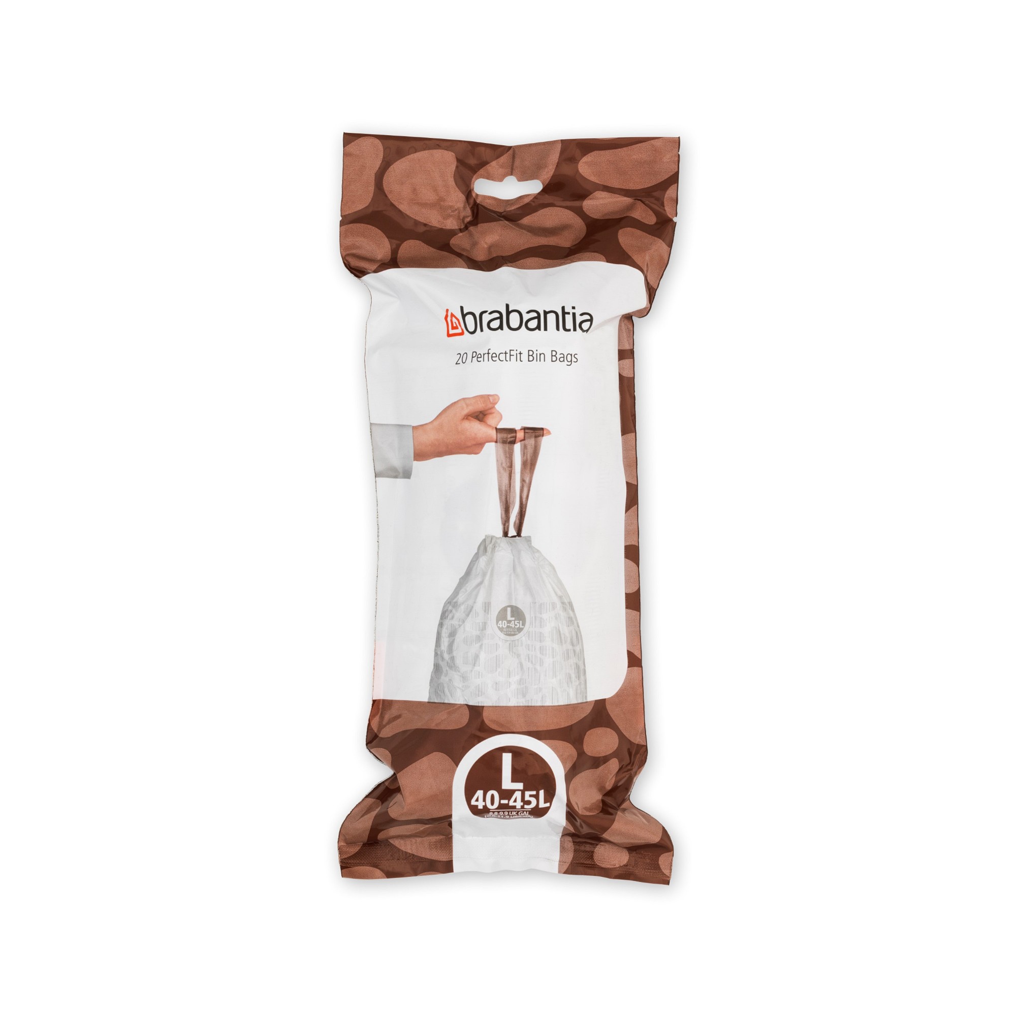 Brabantia PerfectFit Trash Bags, Code L, 12 Gallon (40-45L), 120-Count