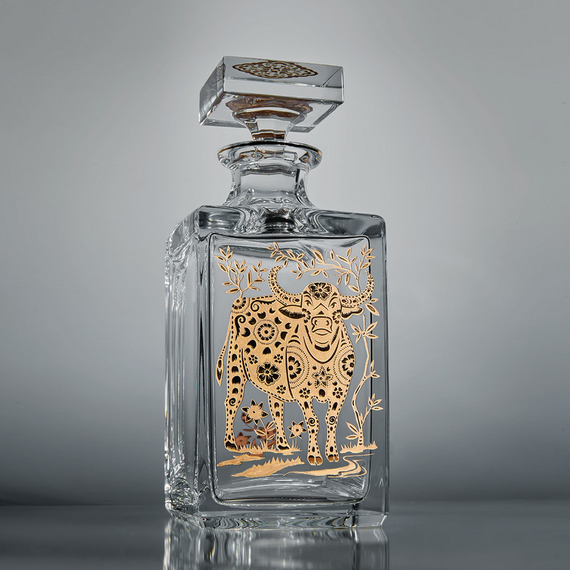 Vista Alegre Golden Crystal Lunar New Year Whiskey Decanters