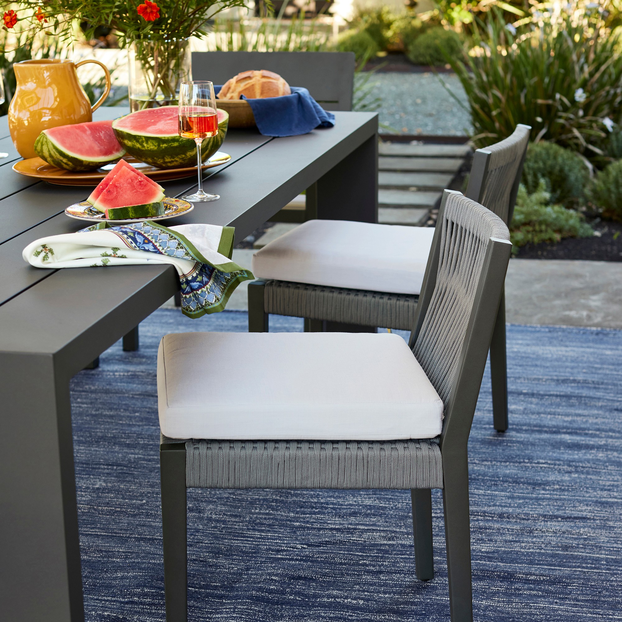 Larnaca Outdoor Slate Grey Metal Dining Table (94