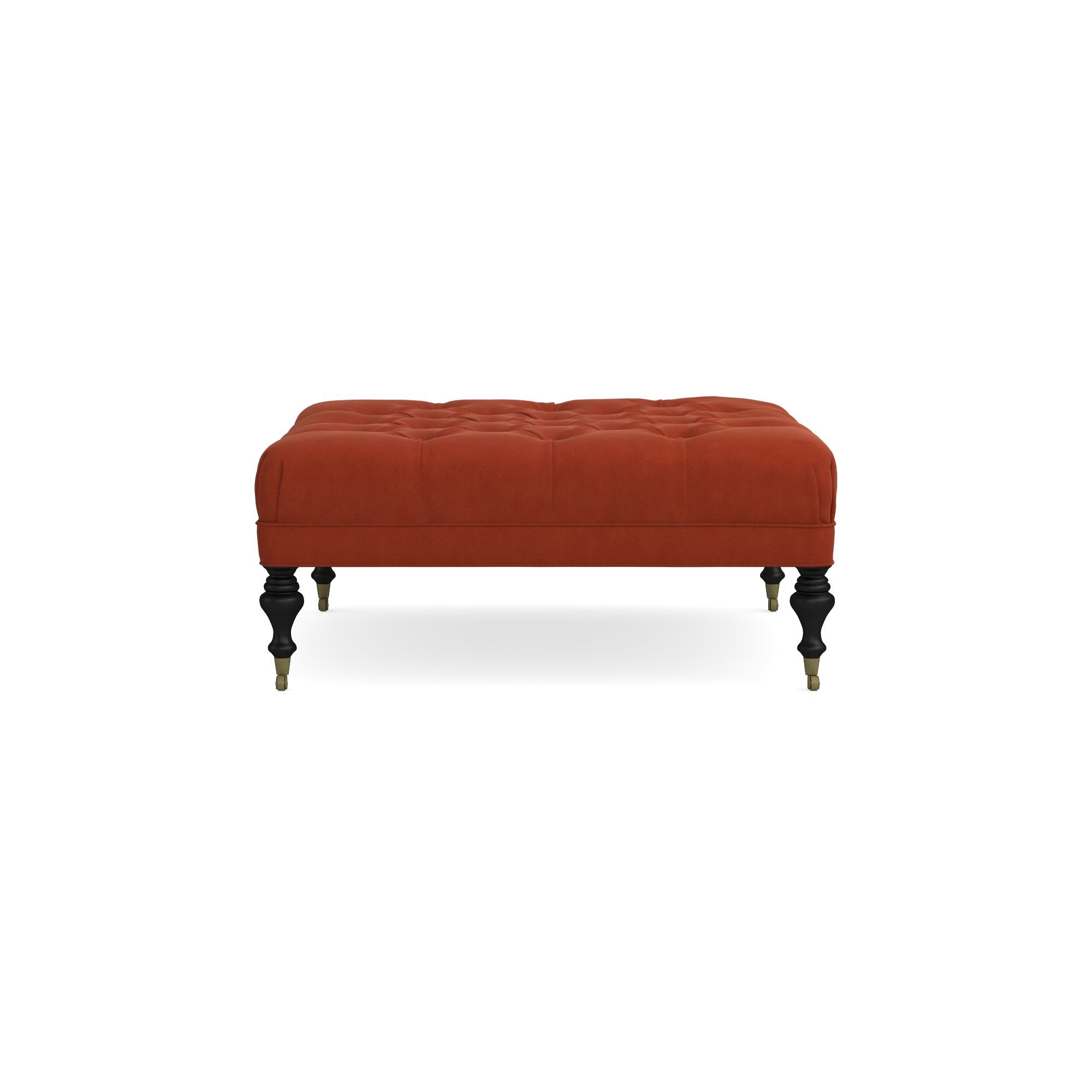 Fairfax Square Ottoman, Turned Leg with Tufted Top (26