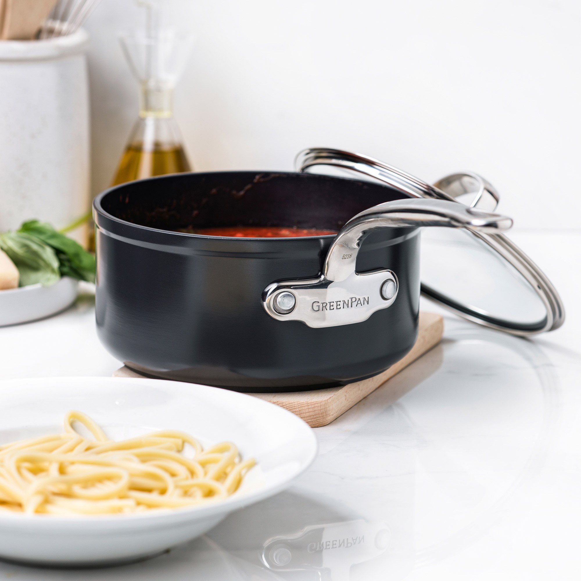 GreenPan™ Premiere Hard Anodized Ceramic Nonstick Covered Sauce Pan, 2-Qt.