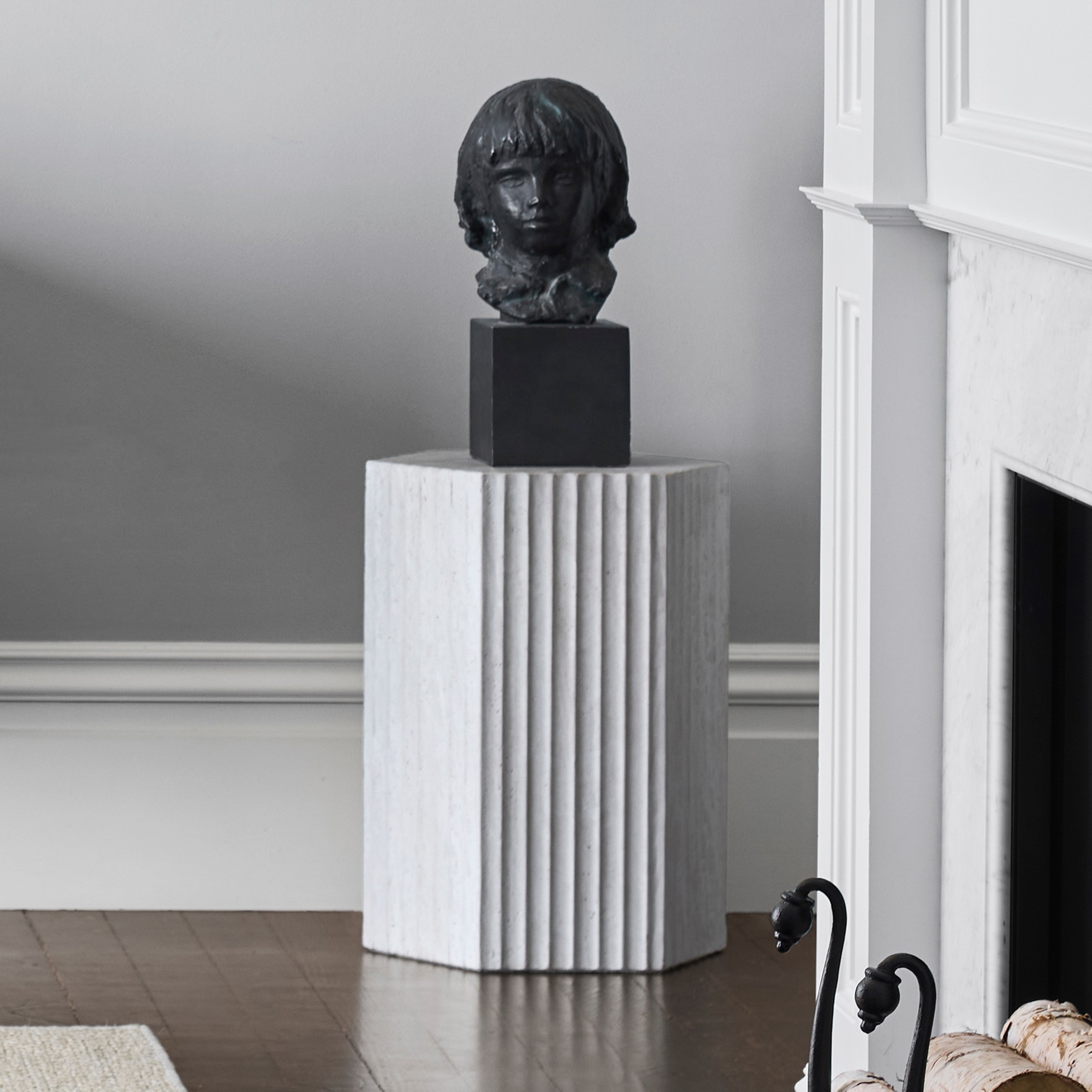 Marina Travertine Fluted Side Table (16