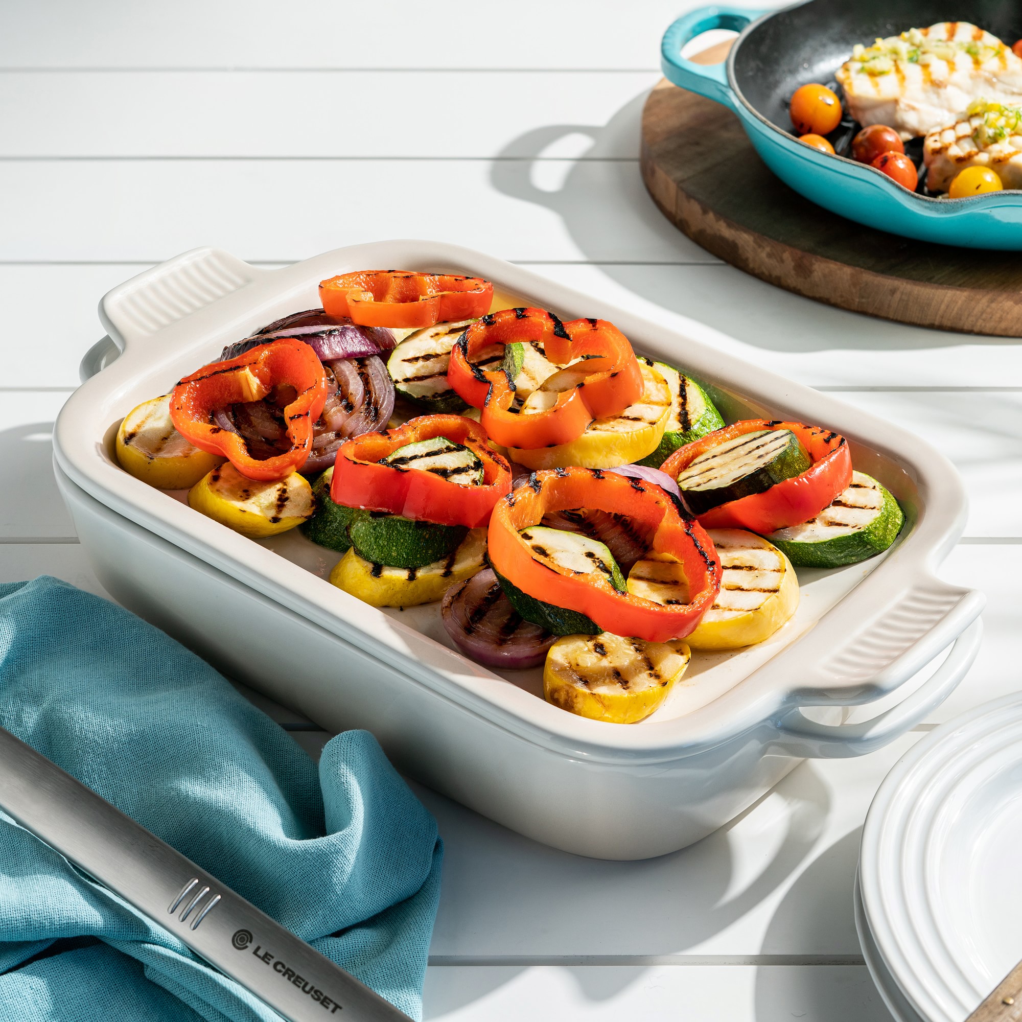 Le Creuset Stoneware Rectangular Baker with Platter Lid, 2 3/4 Qt.