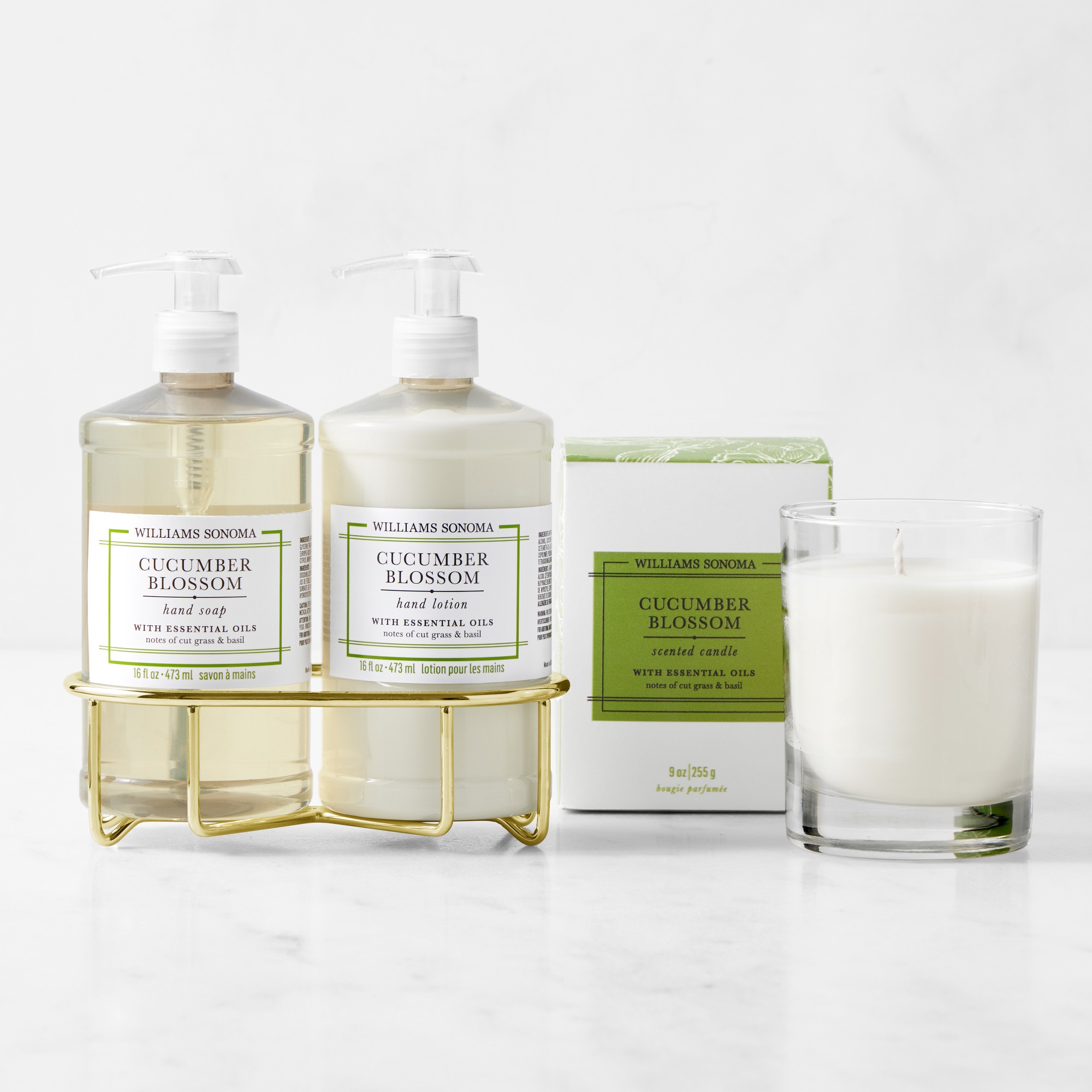 Williams Sonoma Cucumber Blossom Hand Soap, Lotion & Candle 4-Piece Set